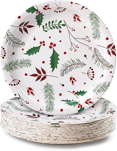 MATICAN Platos de papel para fiestas, paquete de 50 platos desechables de oro blanco y rosa, lunares de aluminio, 9 pulgadas