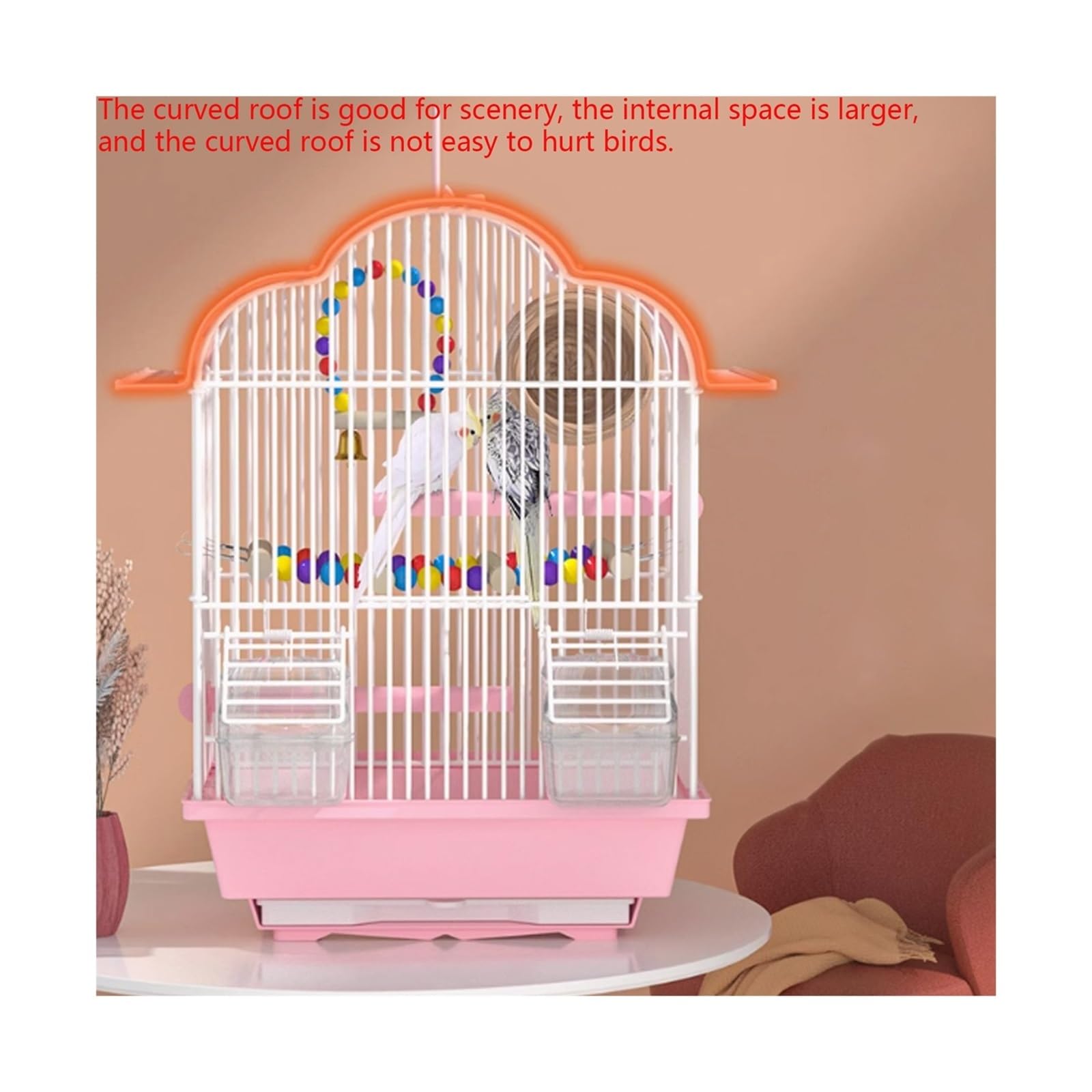 Klatka dla ptaków Klatka dla ptaków Papuga Mały ptak Specjalna klatka dla ptaków Dom Duża ekologiczna willa Dom dla zwierząt(Pink,Mały)