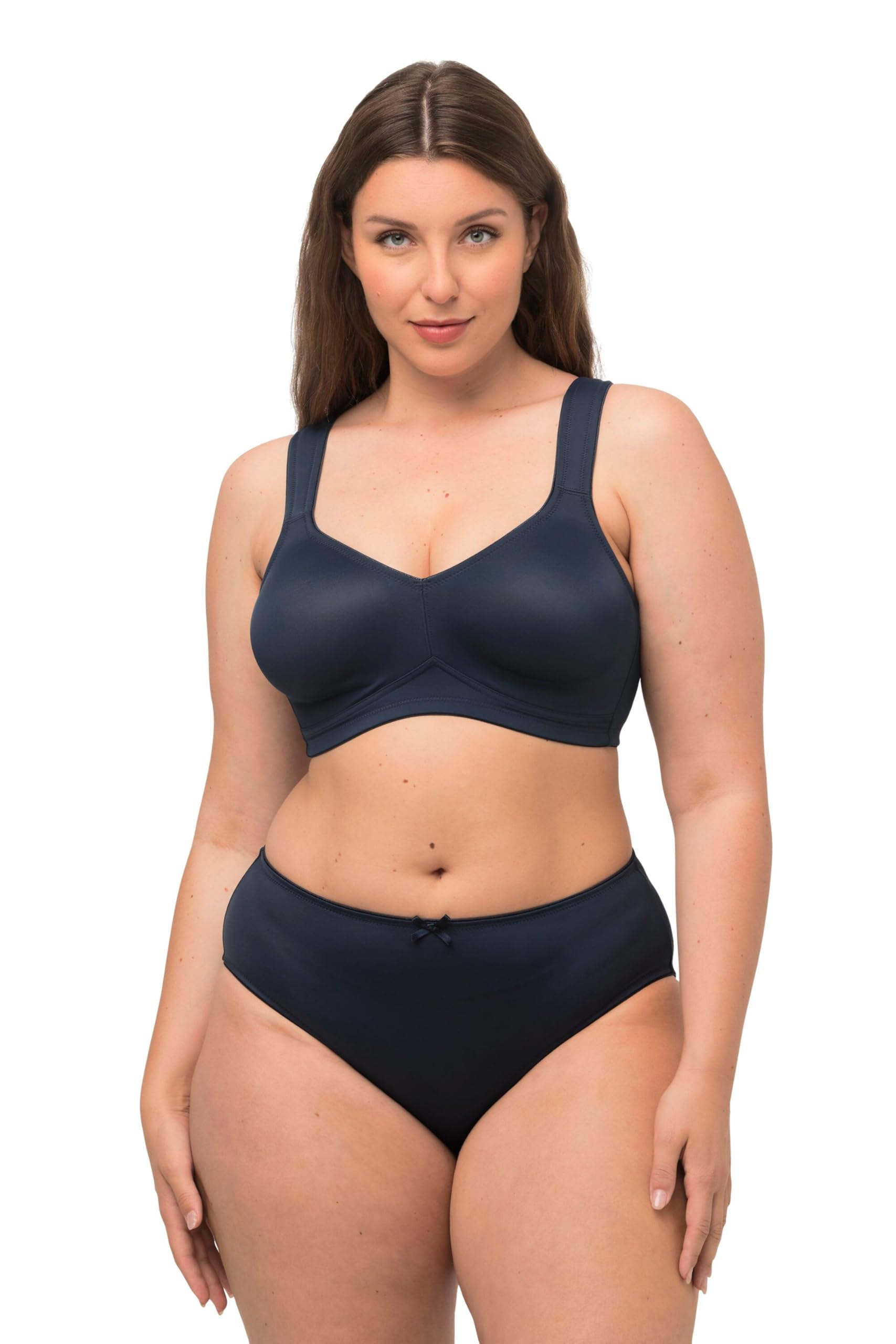 Ulla Popken Womenswear Plus Size Curvy 2 Pack of Stretch Microfiber Wirefree Bras Midnight Blue 120C 793032139-120C