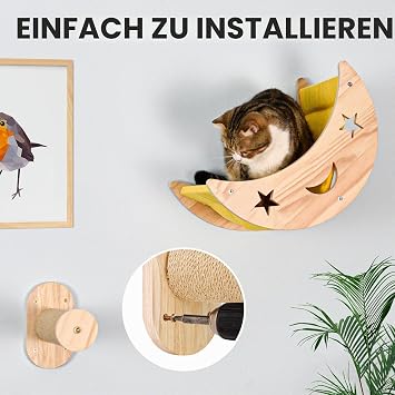 HEYOUTH Climbing Wall Cat Wall Elements Cat Wall Furniture Set Including 2 x Cat Stairs Wall Cat Hammock Scratching Post Wall Cat Shelves and Perches for Wall