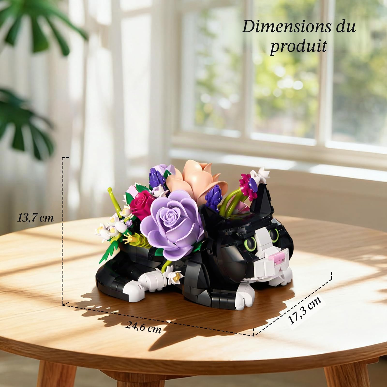 Botanical Bouquet de roses pour chat,Blocs de construction pour fleurs | succulentes,Pot de plantes pour chat,Décoration créative pour plantes et animaux,Noël Jouet en blocs de construction