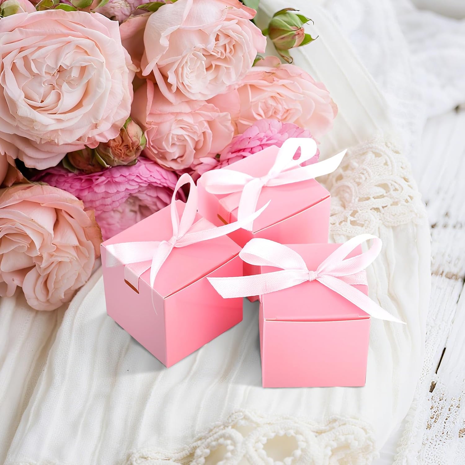 48 Pcs Wedding Gift Boxes with Ribbon Small Party Favor Boxes with Lids Mini Treat Candy Container for Easter Party Birthday and More(Pink,2 Inch) - Image 5