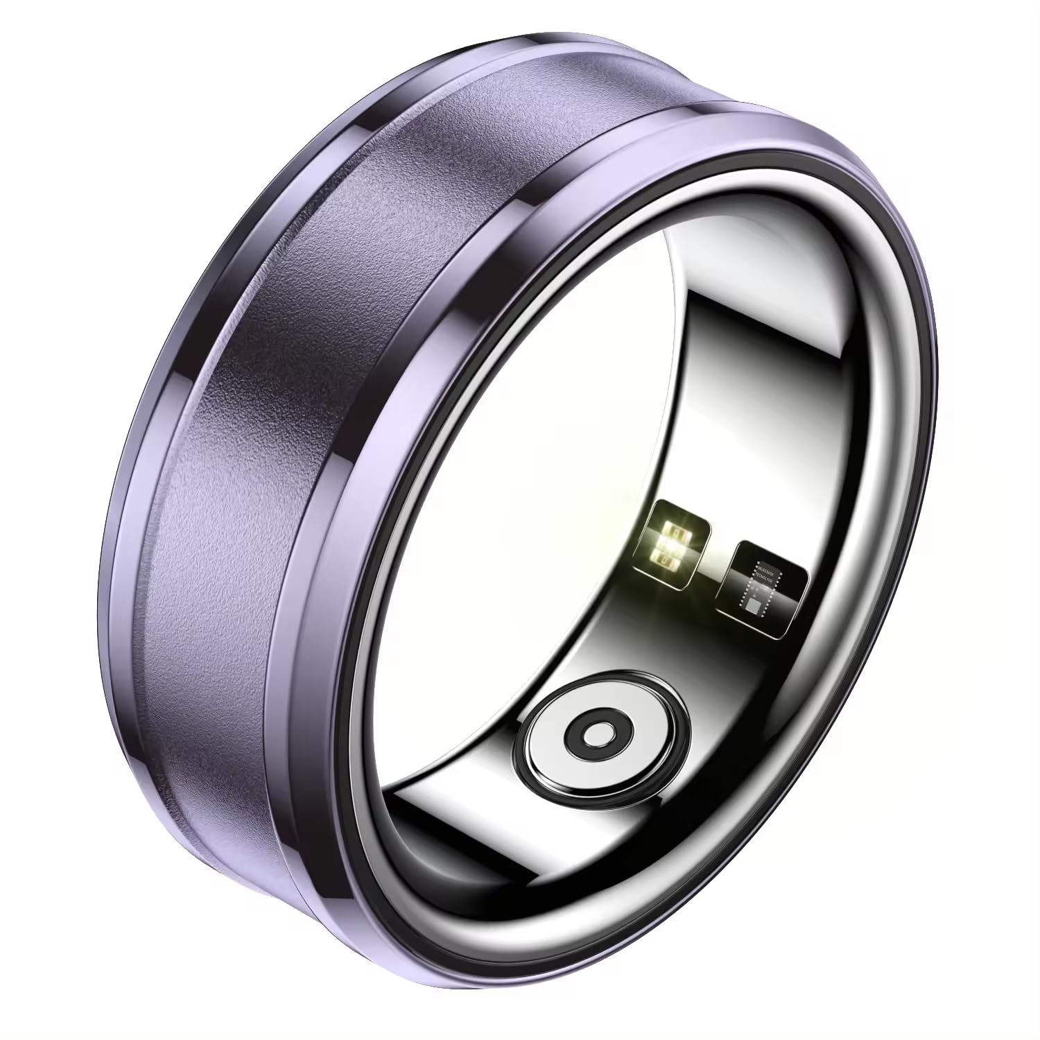 Smart Ring Health Tracker para oxígeno en sangre, seguimiento del sueño, podómetro, anillo inteligente para mujeres y hombres, control de aplicaciones, compatible con iOS y Android (púrpura, US