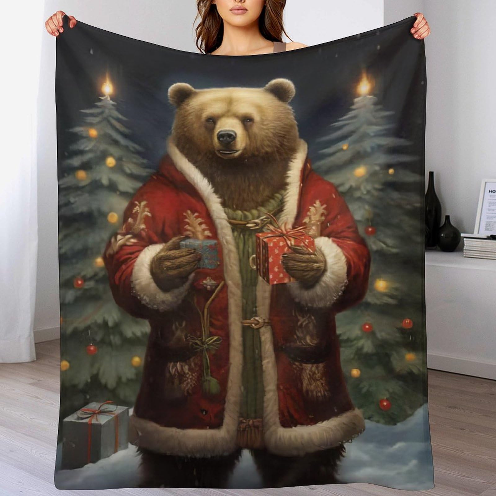 Ultra Soft Fleece Bear Throw Plush Blanket Soft Fluffy Flannel Material – Home Decor Bed, Couch, Sofa Travel Nap Throws Blanket（140×180cm）
