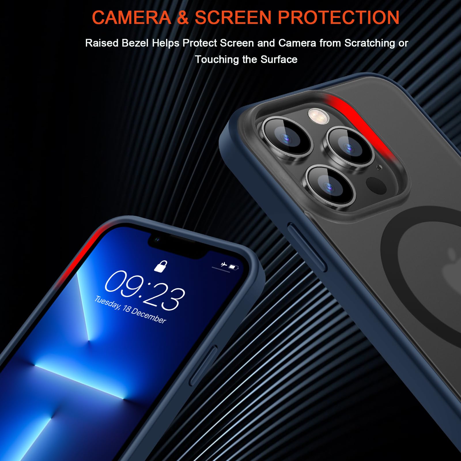 TENDLIN Cover Magnetica Per IPhone 13 Pro Max: Custodia Rigida Trasparente Antiurto Con Paraurti TPU, Compatibile MagSafe (Blu) - 2