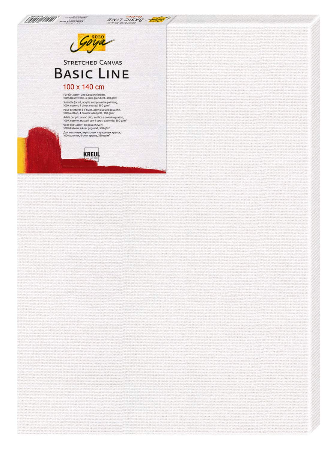 KREUL 610014 - Lienzo Solo Goya Basic Line 100 x 140 cm Lienzo de algodón con 4 capas de imprimación Ideal para gouache, acrílico y óleo