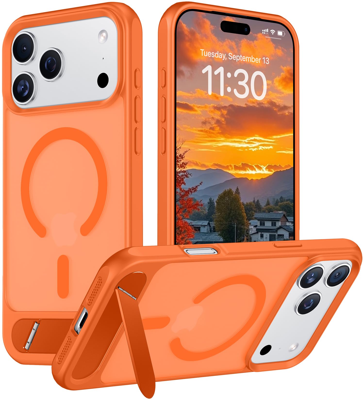 Temdan Magnetic for iPhone 18 Pro Case/iPhone 17 Pro Case Stand Orange