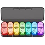 Weekly Pill Organizer 2 Times a Day - AM PM Pill Organizer with 7 Daily Color-Coded Small Cases, Morning and Night Travel Pill Cases for Vitamins, Medicine, & Supplements