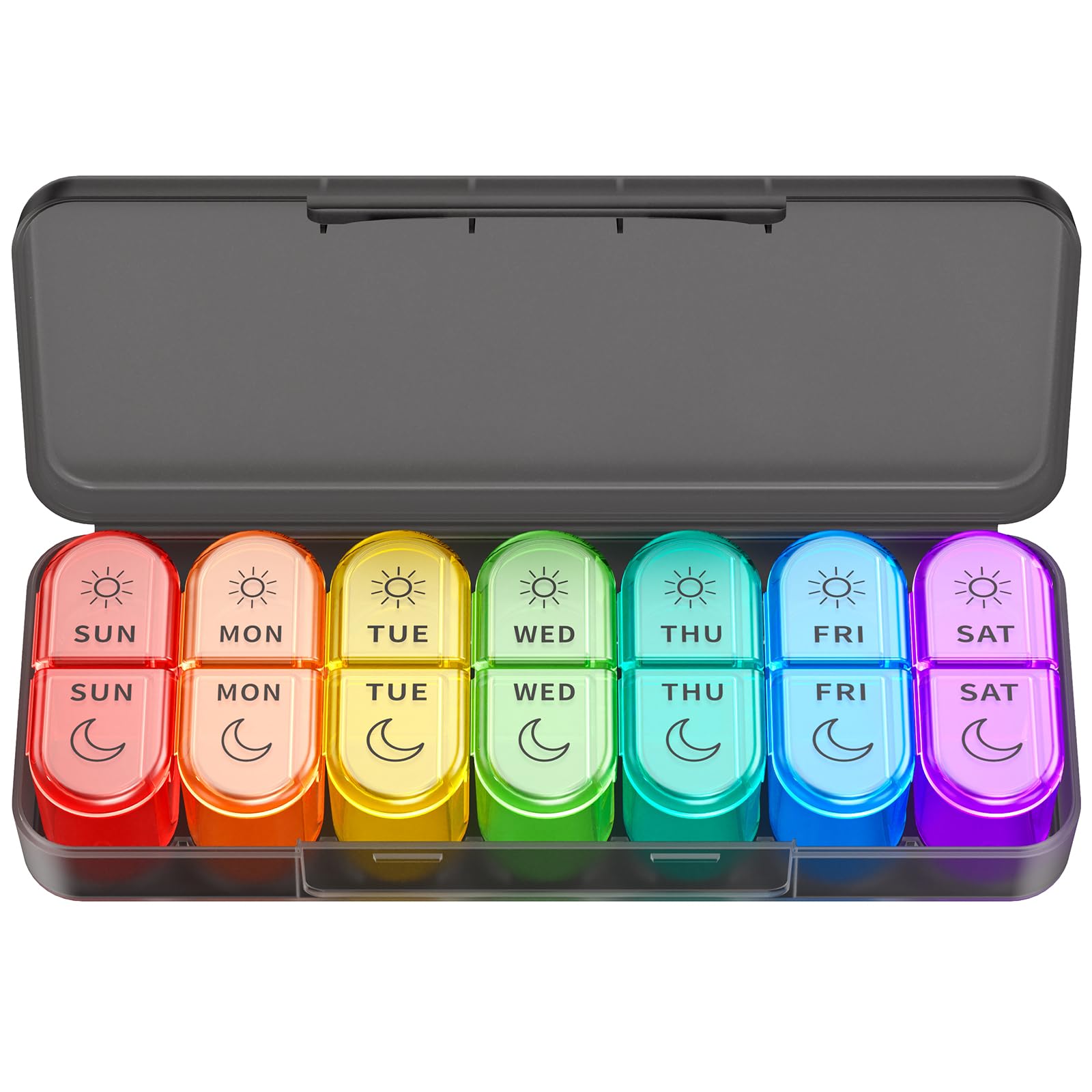 Pill Boxes 7 Day 2 Times a Day, Large Daily Pill Organiser, 7 Day Pill Case Container AM PM Weekly Travel Tablet Organiser, BPA-Free Medicine Storage Box to Hold Vitamin, Medication and Supplements