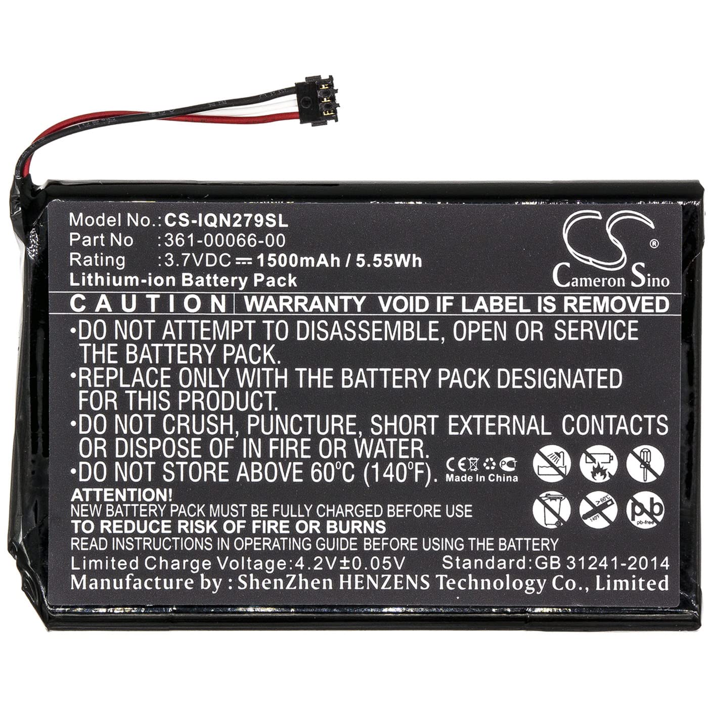 Cameron Sino Battery for Garmin 2689LMT 6-inch, Dezl 760LMT, Dezl 760LMT-D, Nuvi 2689LMT, Nuvi 2757, Nuvi 2757LM, Nuvi 2797, Nuvi 2797LMT, NuviCam LM, 1500mAh