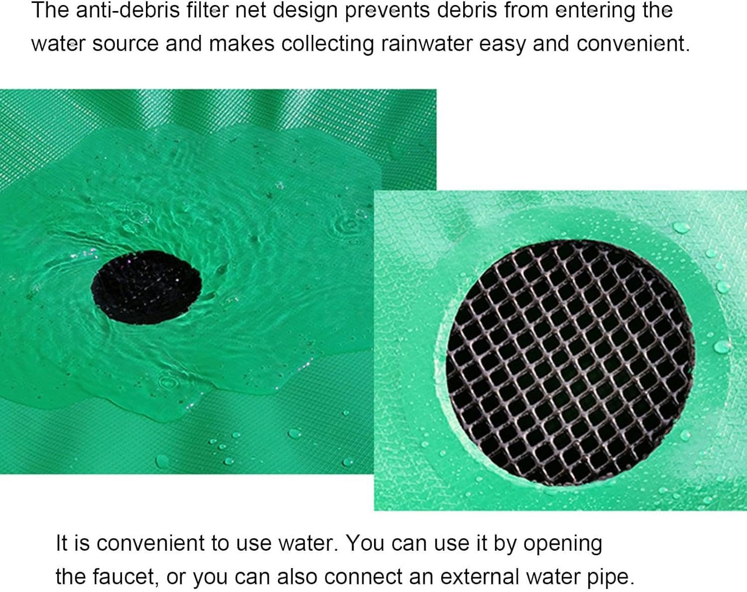 Depósito plegable de recogida de agua con barril de lluvia, sistema de almacenamiento portátil de PVC de 50-1000 L con parte superior de malla para necesidades de riego de césped, jardín y granja