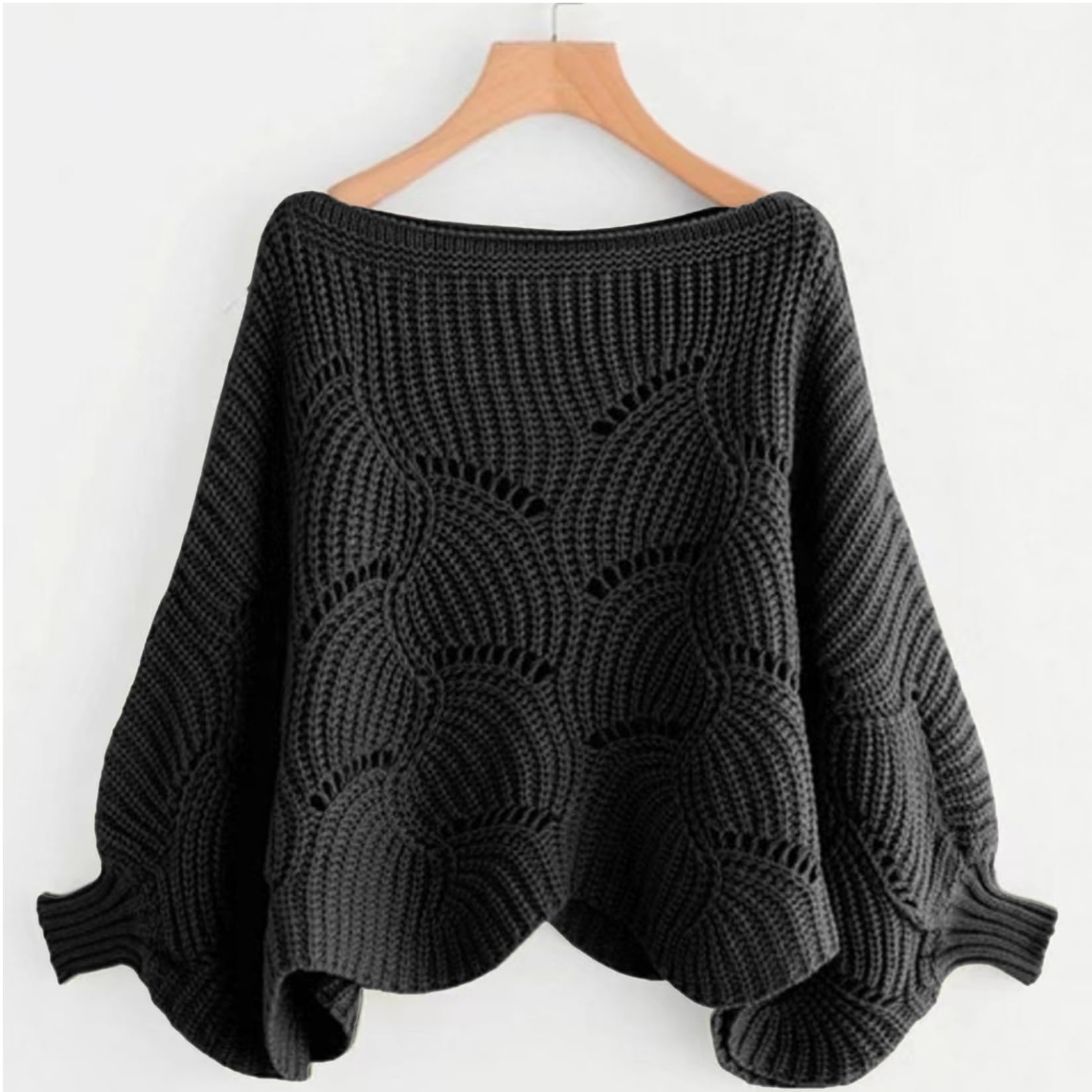 Gestrickter Schal, Pulloverschalel mit Ärmeln warmer Pullover Strickschalle Hohlhülsenhülsenhülle Poncho Pullover klobiger Winter Frauen Ärmel Wickel für kaltes Wetter, Poncho