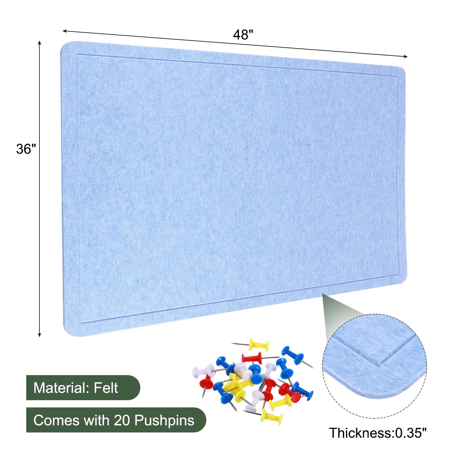 YOKIVE Filz Pinnwand 48 X 36 Zoll Falbbare Dekorative Steckbrett Selbstklebende Filz Kork Pinnwand Mit 20 Reißzwecken Ideal Für Wand Fotoanzeige Notizen Anbringen Planer(Blau)