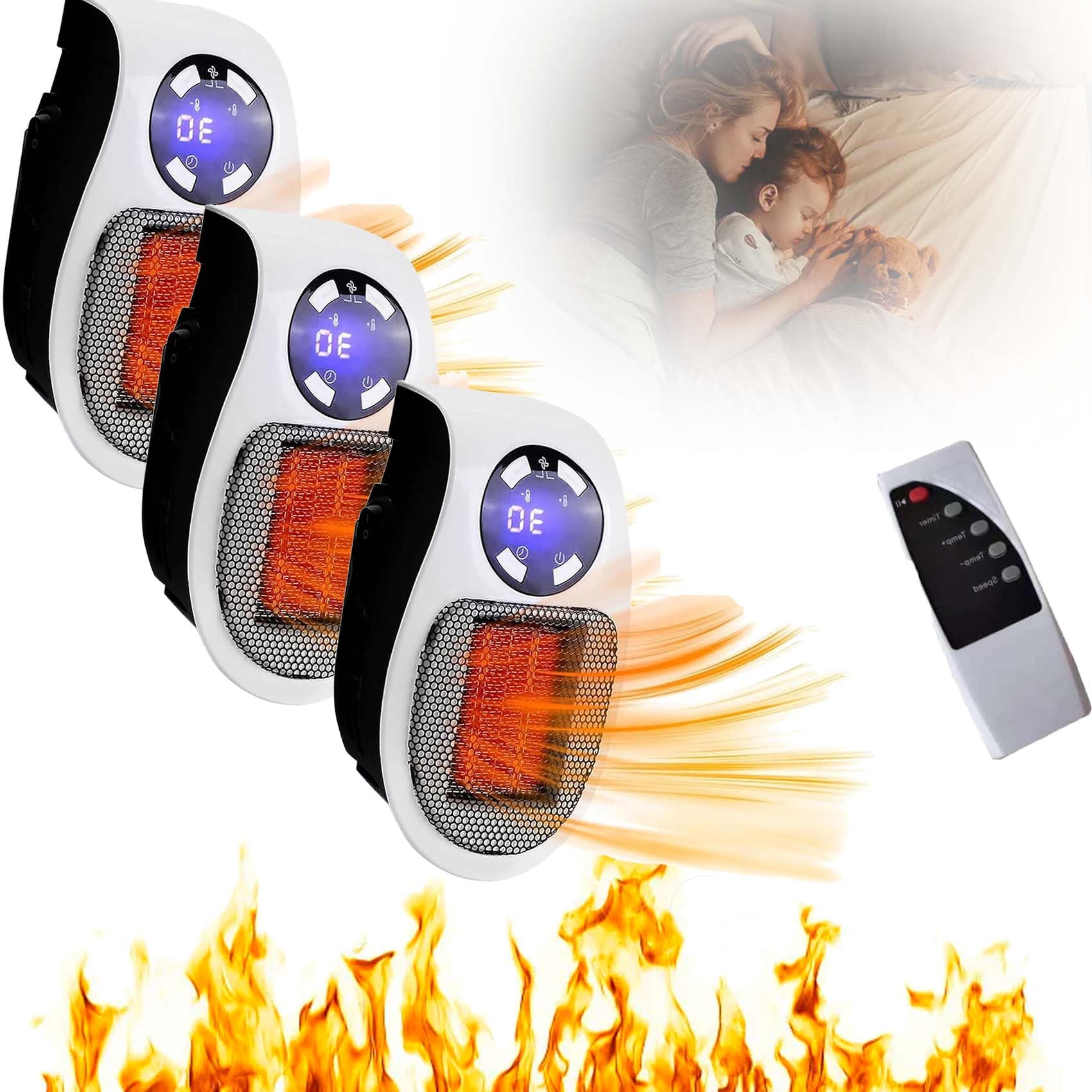 Ozzi Heat, Ozzie Heater, Ozzi Heater, Ozziheat Portable Heater, Small Space Heaters Mini Top Heat Plug In Wall Heater, Indoor Electric Space Heaters (3pcs)