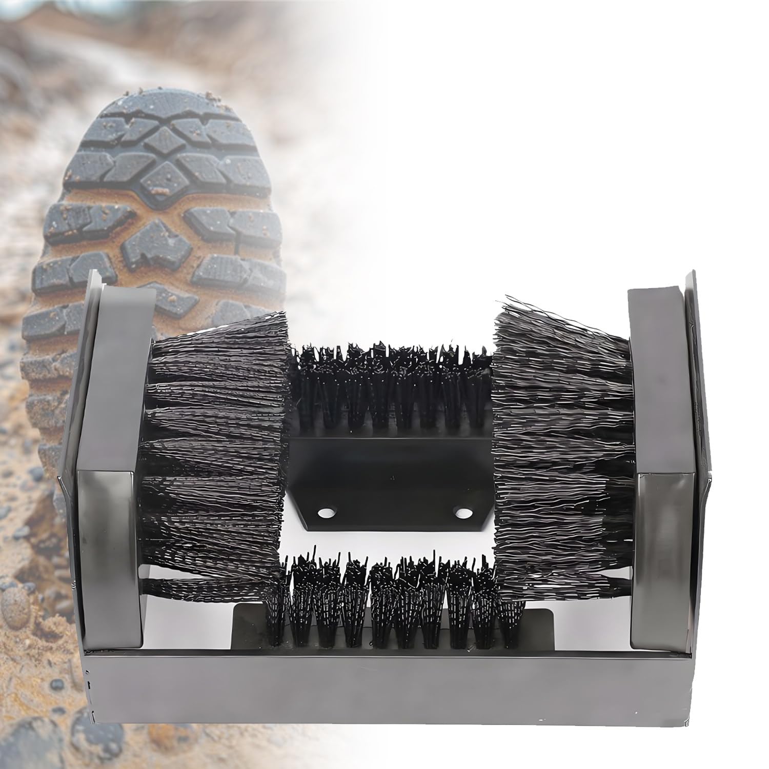 Cepillo rascador de zapatos resistente con asa, limpiador de botas al aire libre para barro, suciedad y nieve, removedor de barro montable en el suelo, rascador eficaz para botas