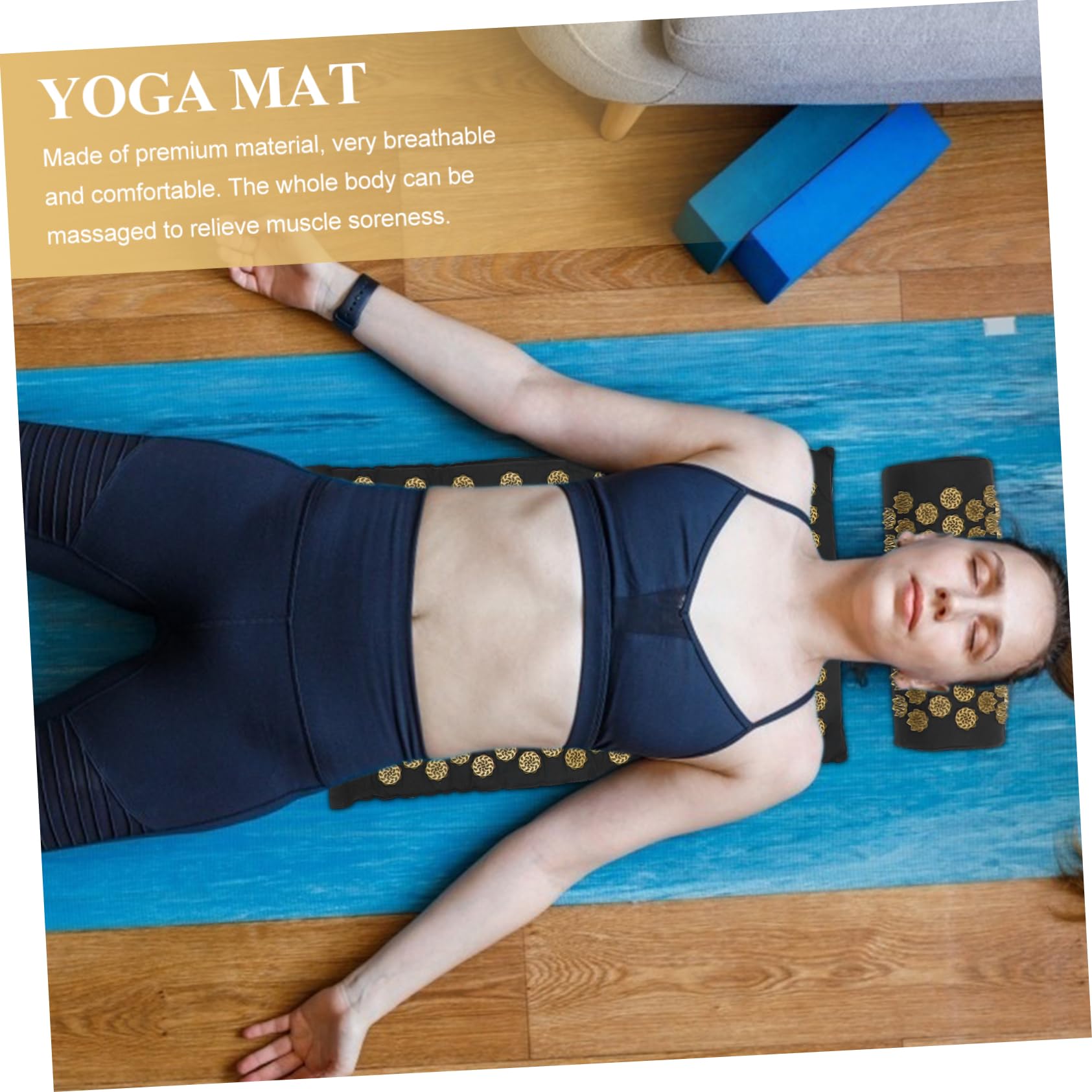Juego de 2 Piezas de Esterilla de Acupresión con Almohada Masajeadora, Material de Algodón y Abs, Fácil Almacenamiento con Bolsa para Spa y Masaje para Dos