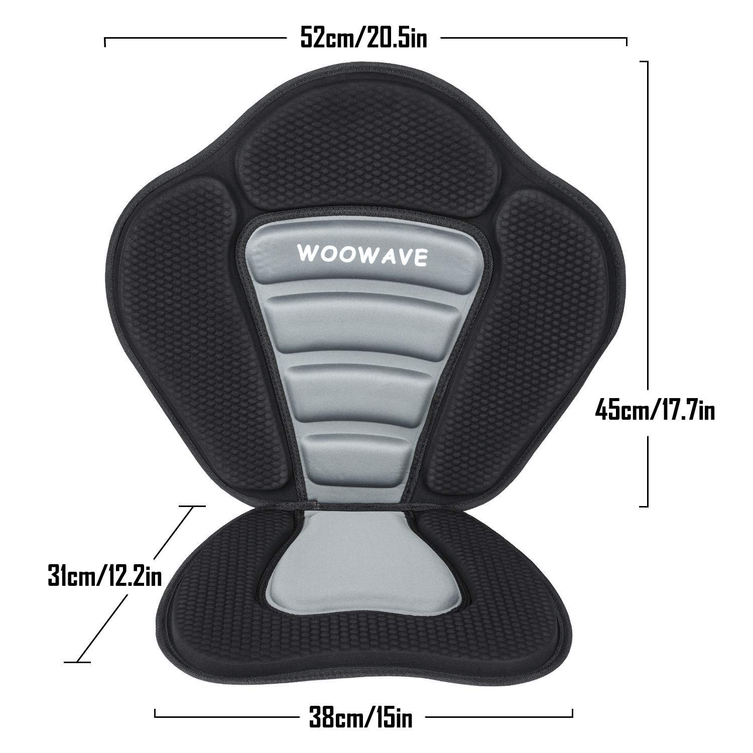 WOOWAVE Kajak-Sitz, gepolstert, Deluxe-Paddleboard-Sitz, verstellbar, Bootssitz, gepolstert, Angelsitz, hohe Rückenlehne, Bequeme Rückenlehnenstütze mit Abnehmbarer Aufbewahrungstasche für