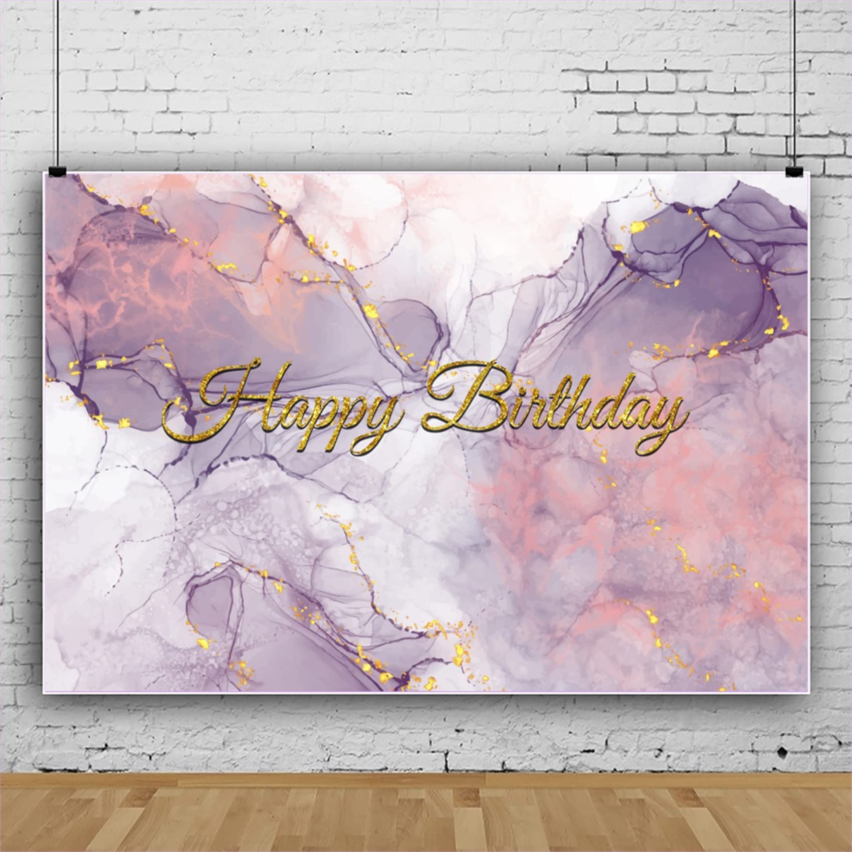 Sfondo Per Festa Di Compleanno 180x110 Cm Viola - Banner In Poliestere Con Corda, Decorazione Per Adulti E Bambini - 4