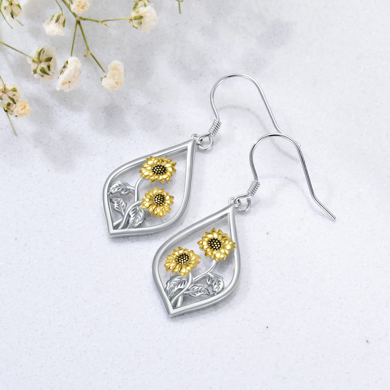 Sterling Silver Sunflower Daisy Tulip Scottish Thistle Earrings Flower Floral Dangle Drop Charm Earrings Jewellery Gifts for Women