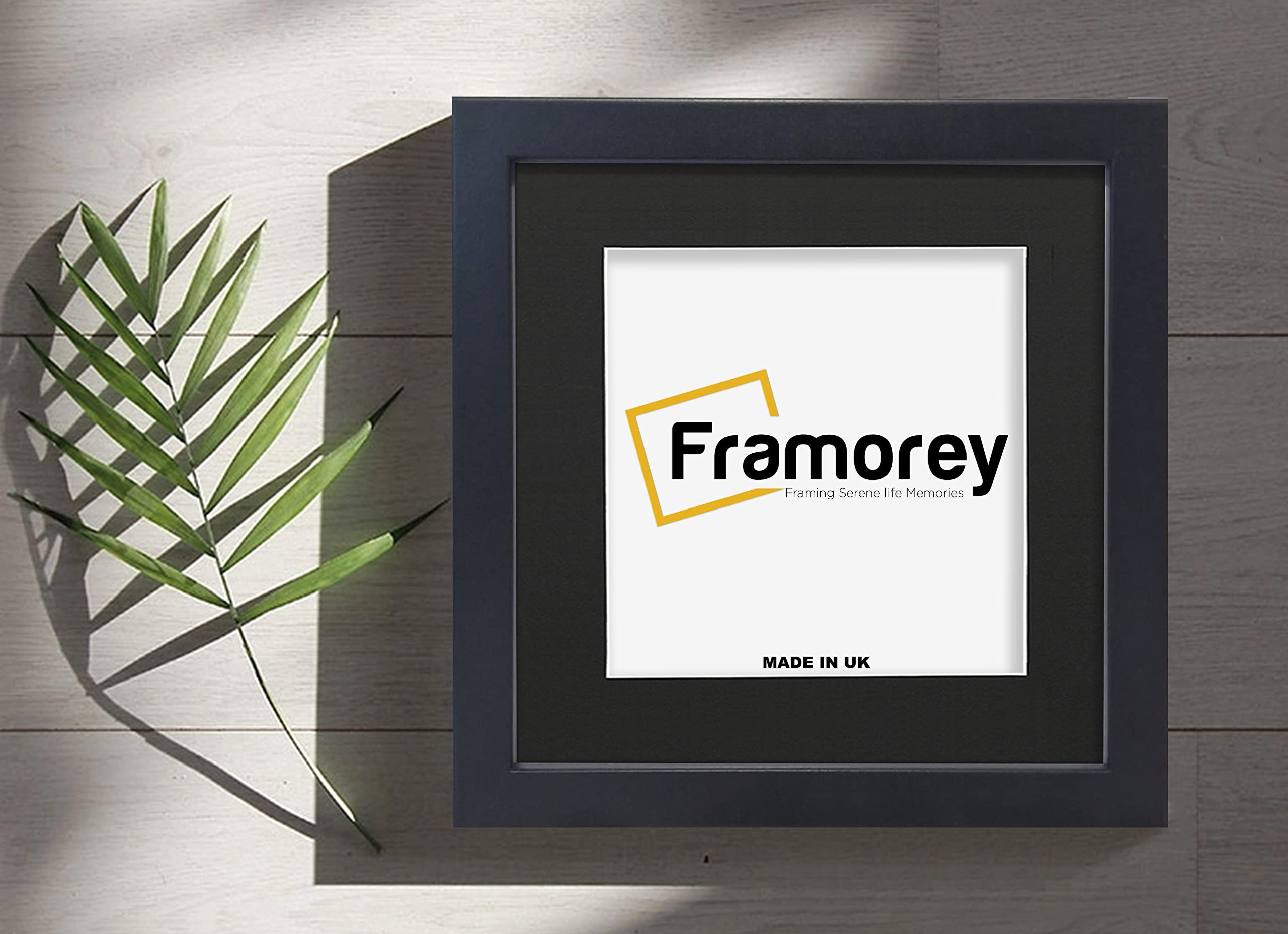 FRAMOREY Square Size Box Molding 11x11" Black Picture Frame, Poster Frame, With 9x9" Black Mount, Deep Box Solid Wood Frame