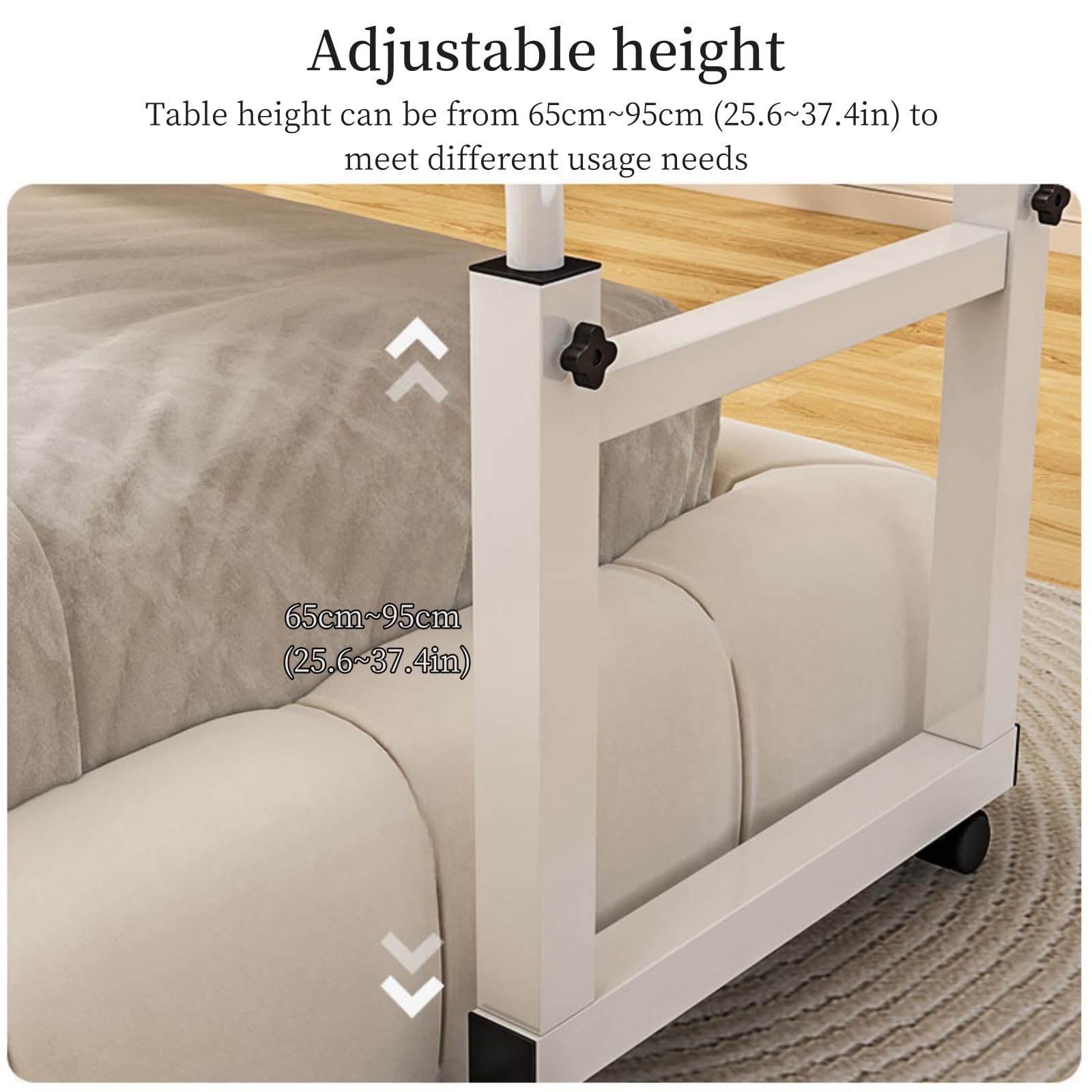 Mesa Auxiliar para Cama con Altura Ajustable, Mesa Auxiliar para Cama con Ruedas y Silla para Personas con discapacidad.