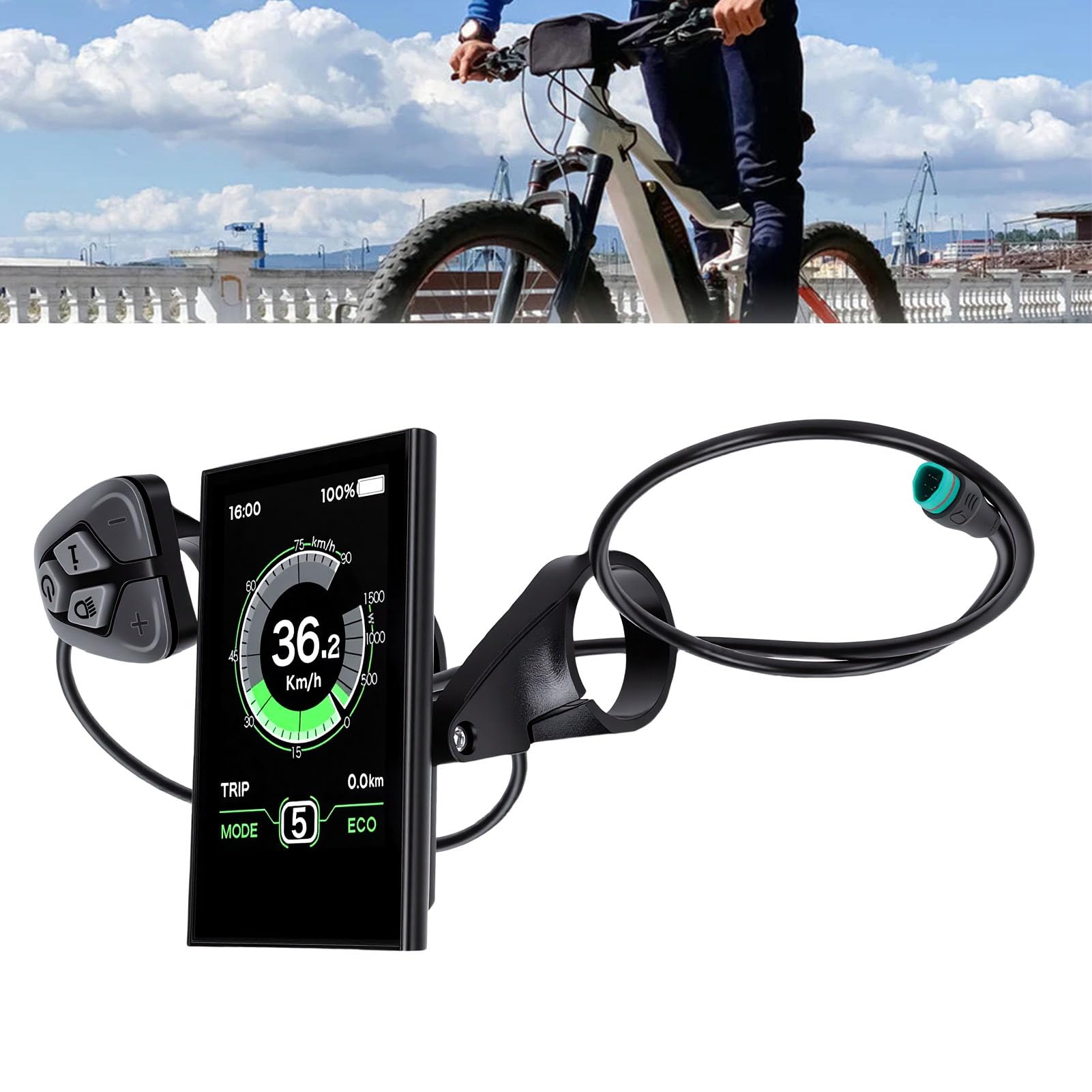 Cryfokt Pantalla LCD para Bicicleta Eléctrica, Monitor de Visualización