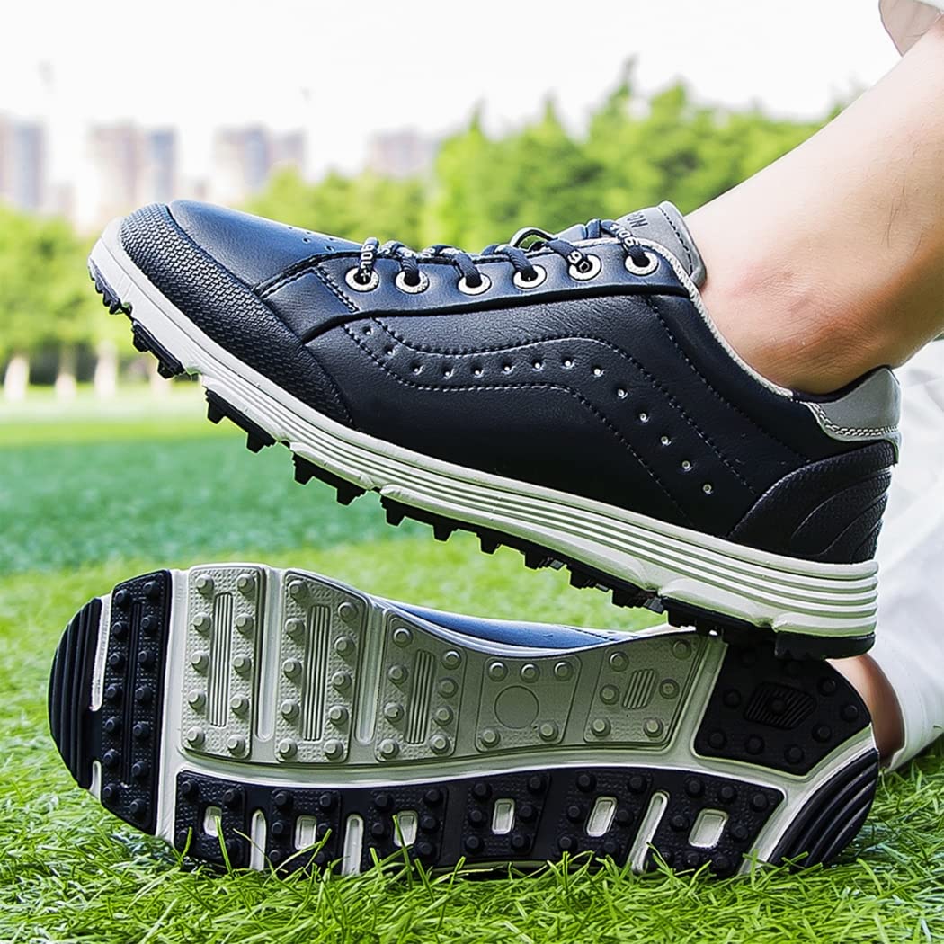 wasserdichte Leder-Golfschuhe Für Herren Leichter, Bequemer Golfschuh Ohne Spikes Für Breite Passform, Atmungsaktiv, Große Größe
