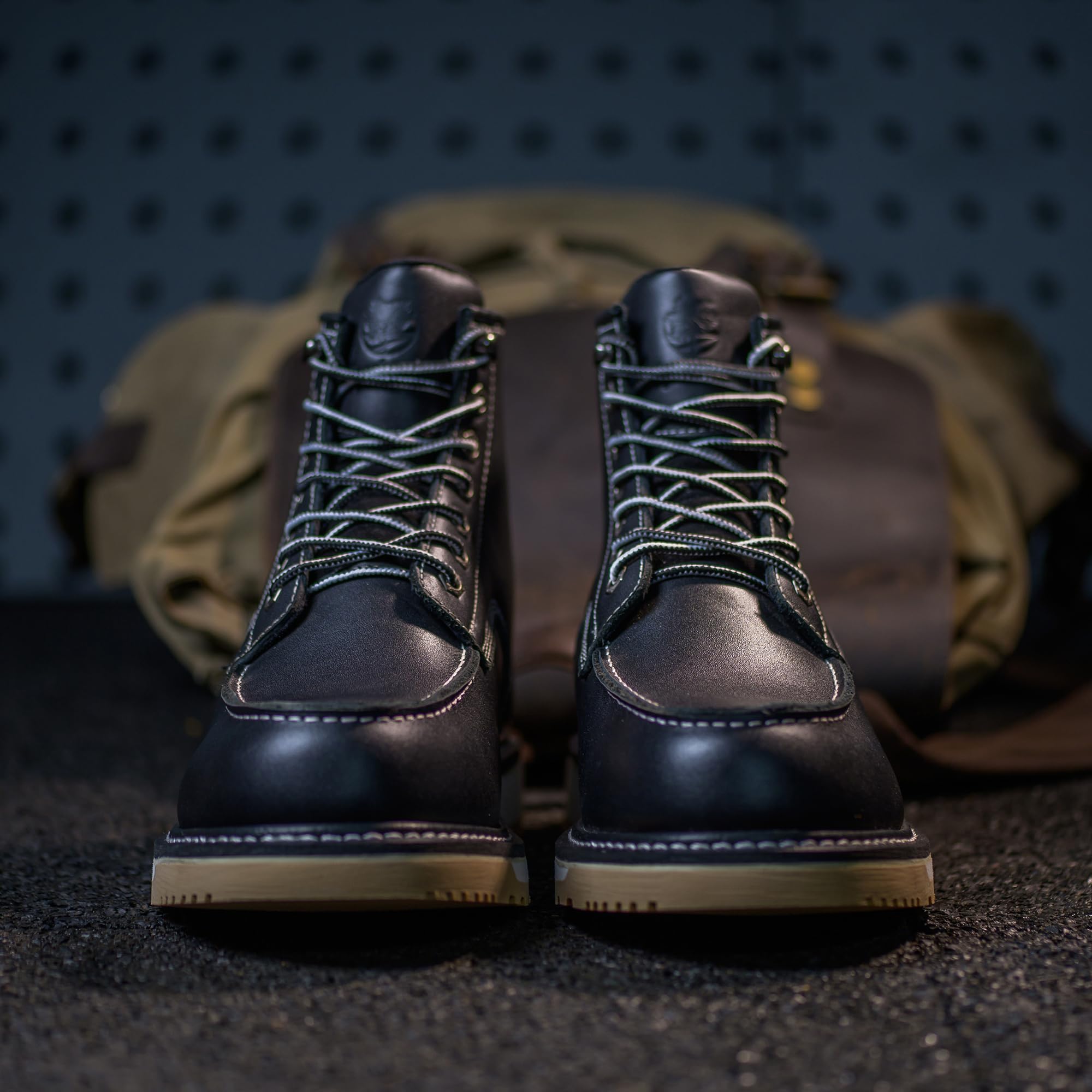 Miękkie wodoodporne modne buty robocze Goodyear-Welted Industiral & Construction 15 cm brązowe/czarne