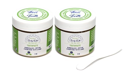 Lucky Teeth Pasta de dientes orgánica, totalmente natural, remineraliza y fortalece los dientes y las encías. (2 onzas 2 unidades)