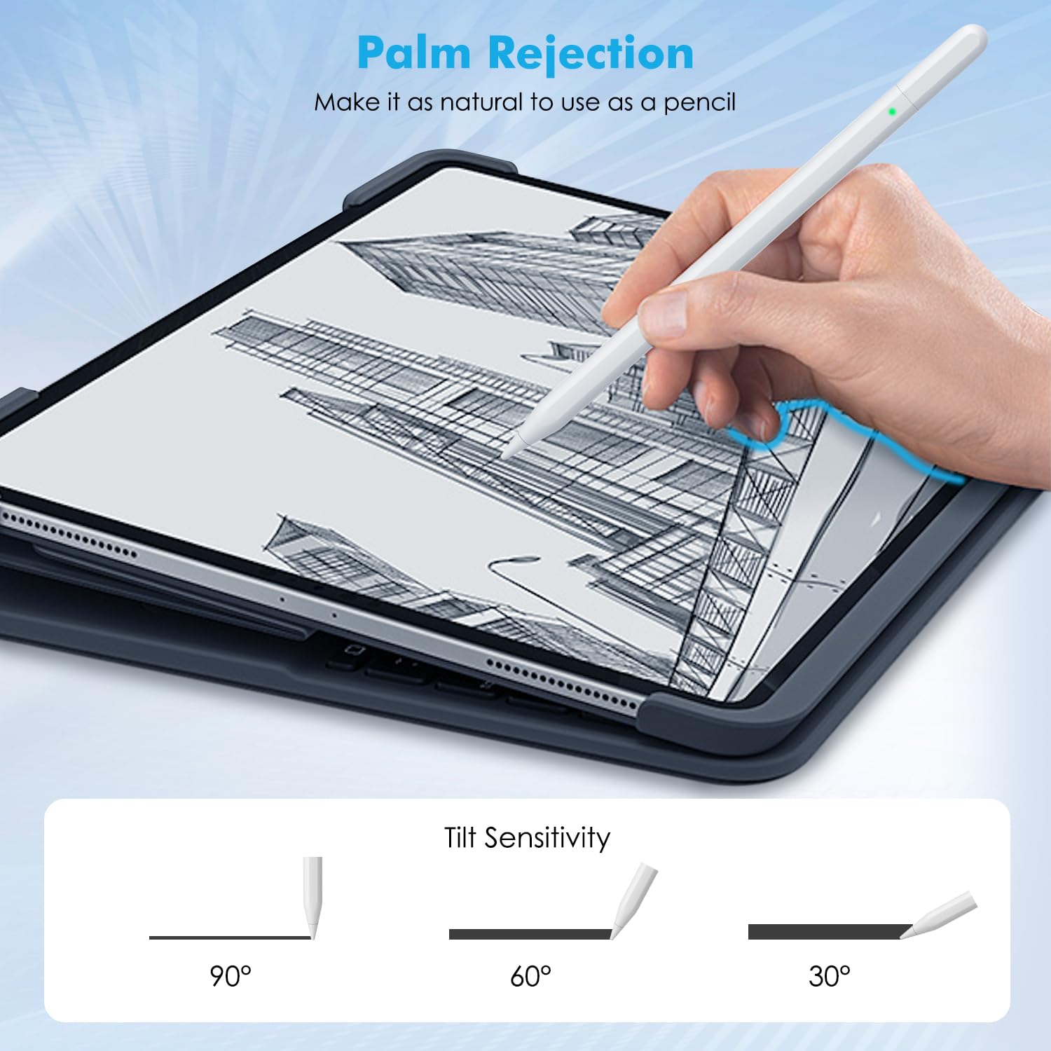 Stylet Magnétique MoKo Pour IPad - Compatible Apple Pencil 2, Charge Sans Fil, Inclinaison
