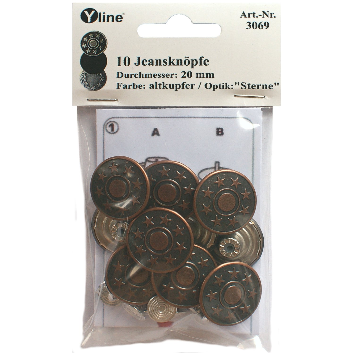 10 Bottoni Per Jeans In Metallo Anticato - 20 Mm - Senza Cucitura Con Perno
