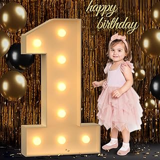 3FT Marquee Numbers, Marquee Light Up Numbers 1 for 1st 16th 21st Birthday Decorations, Big Numbers for Party Decorations, Large Light Up Numbers for Party Decor DIY Pre-Cut Foamboad Mosaic Numbers