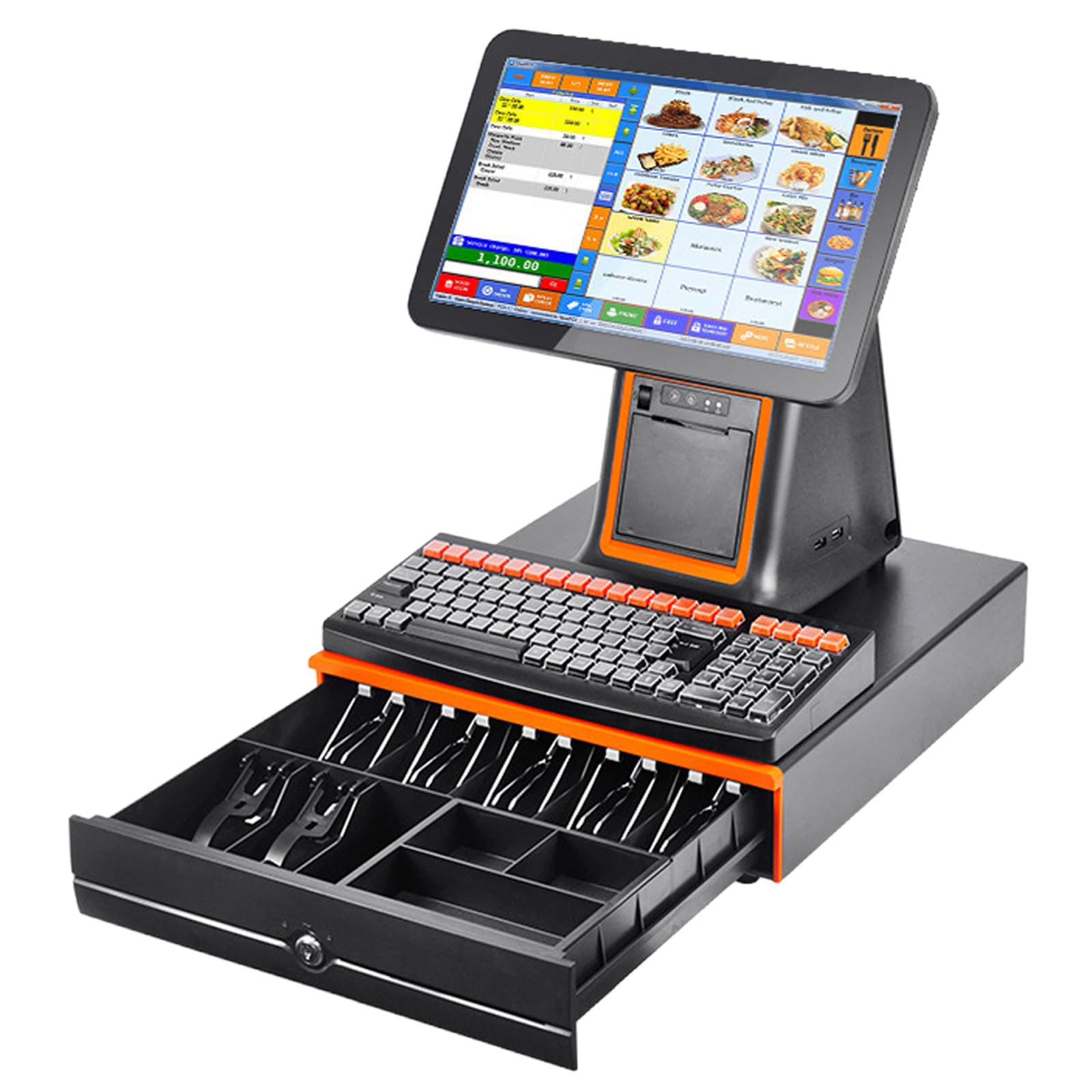 Registratore di Cassa Integrato, Funzione Pc E Funzione di Stampa, Esegui Software di Registro/Supporta Moduli per Ufficio, 485X350X520 Mm, per Uso Commerciale,Black