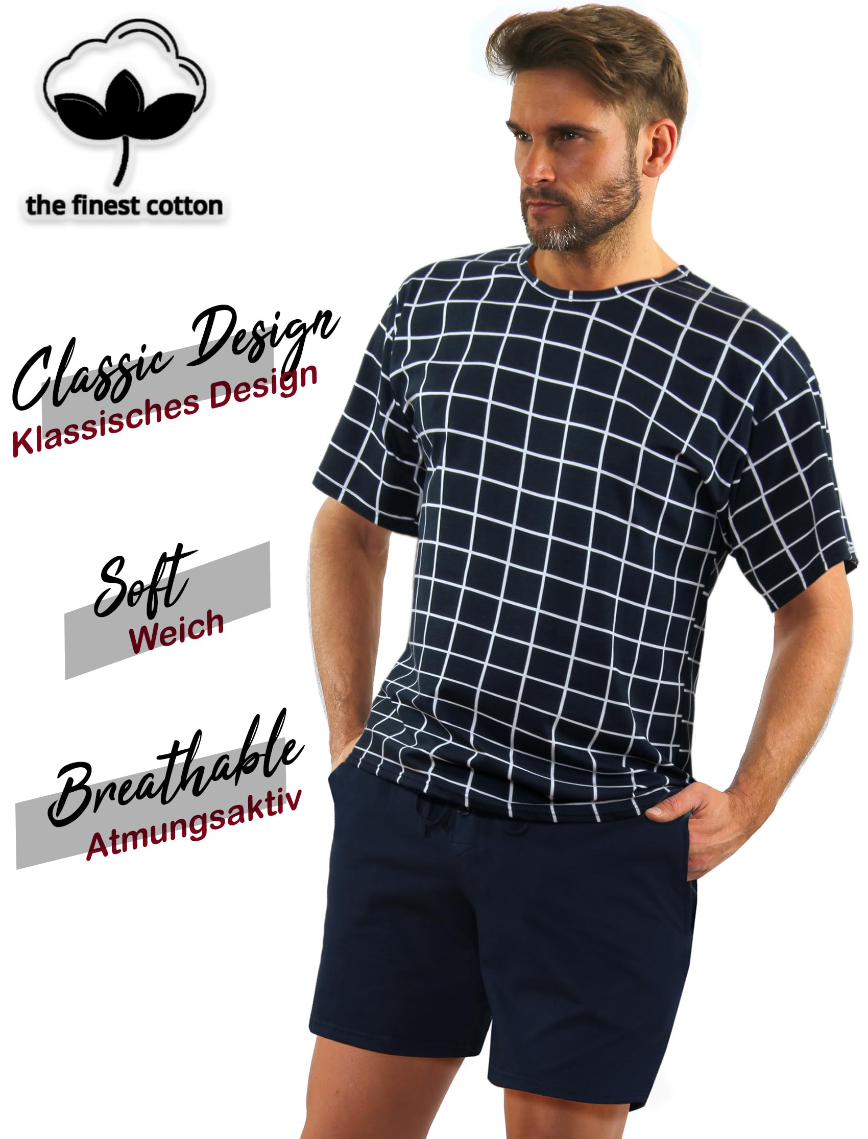 Sesto Senso Pijama Hombre Corto Algodon Verano Manga Corta Pantalon Corto