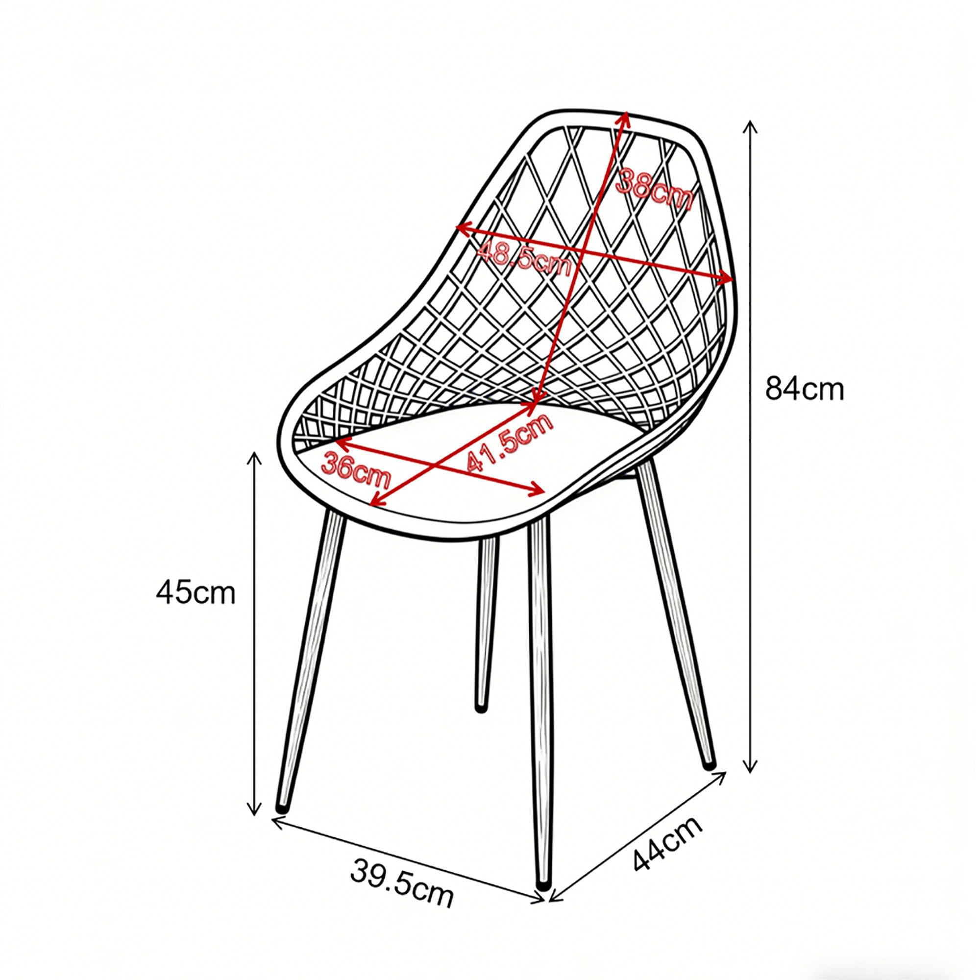 Juego de 6 sillas de jardín con Asiento de Polipropileno, Marco de Metal, sillas de conversación al Aire Libre para balcón, césped y Piscina, Color Blanco