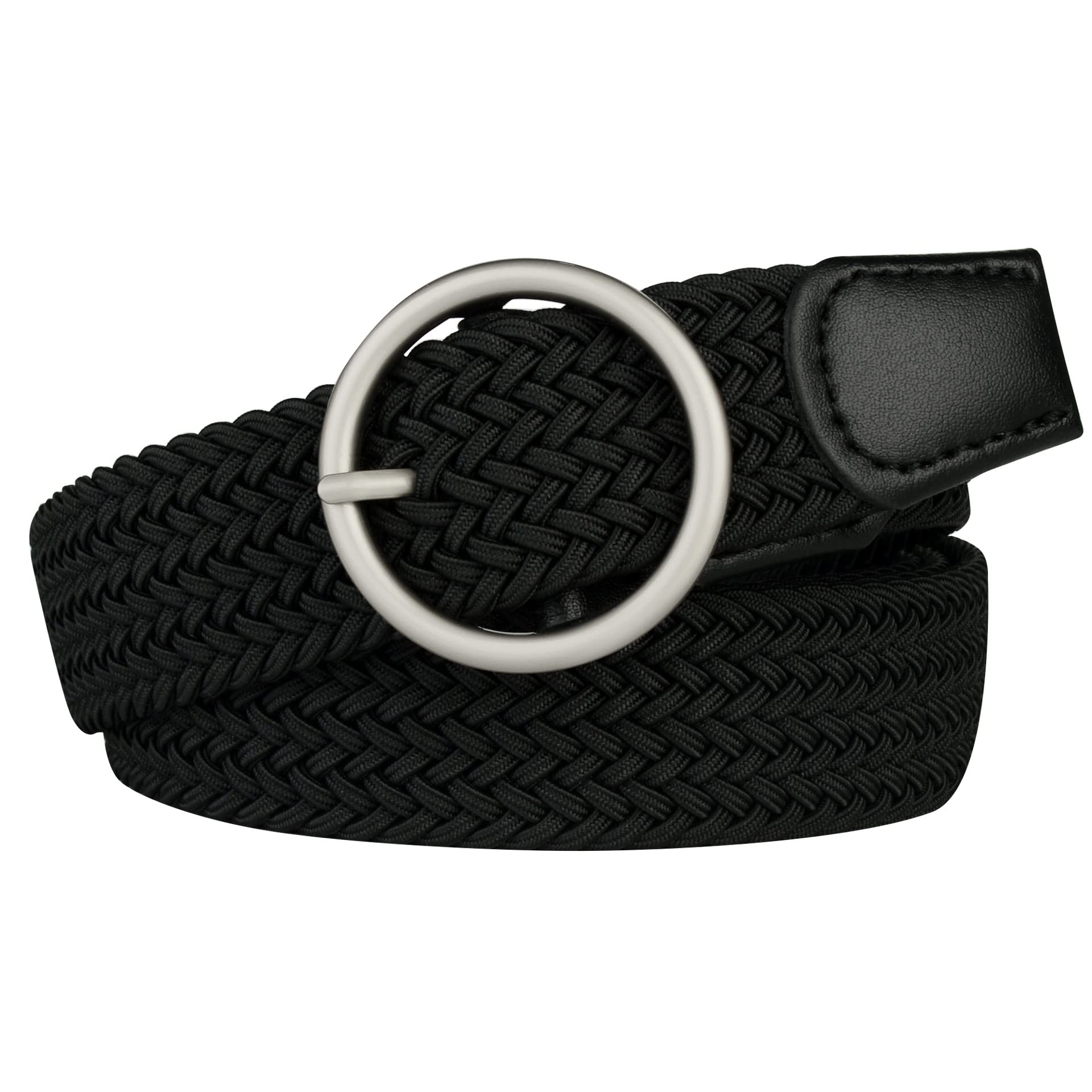 Womens Plus Size Belts 39 to 75inch Stretch Belt Black Elastic Belts for Women