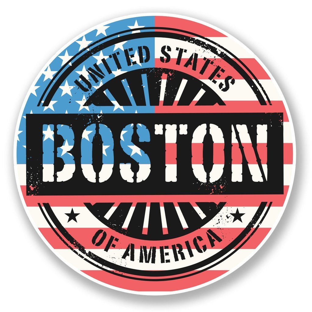 Destinationvinyl Multi 2 X 10Cm/100Mm Boston Massachusetts Usa Vinyl Self Adhesive Sticker Decal Laptop Travel Luggage Car Bike Sign Fun #6739