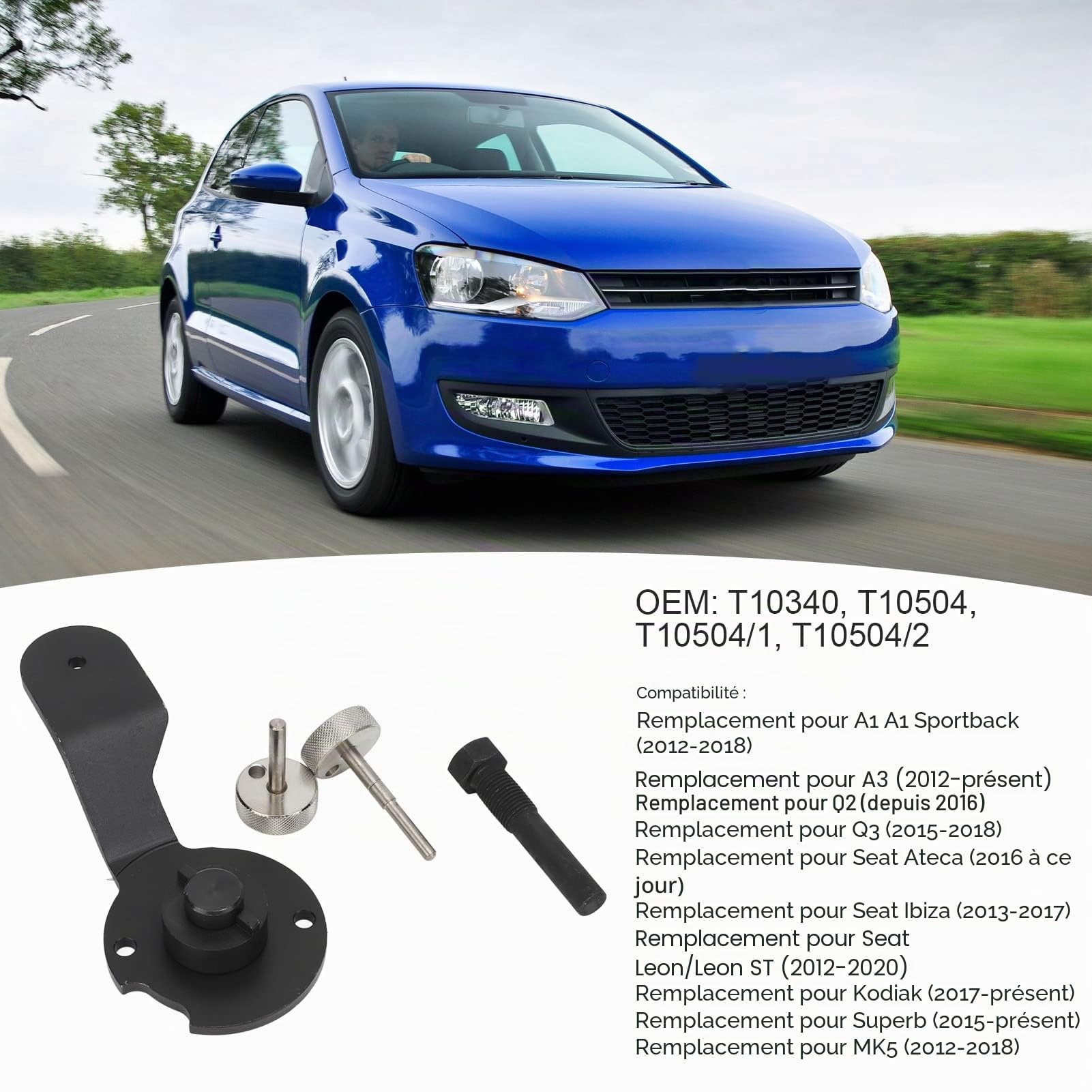 CHICIRIS Outil de Synchronisation de Verrouillage d'arbre à Cames T10504/1 T10504/2 Remplacement en Métal pour A1 A3 Q2 Q3 1.4 TSI TFSI