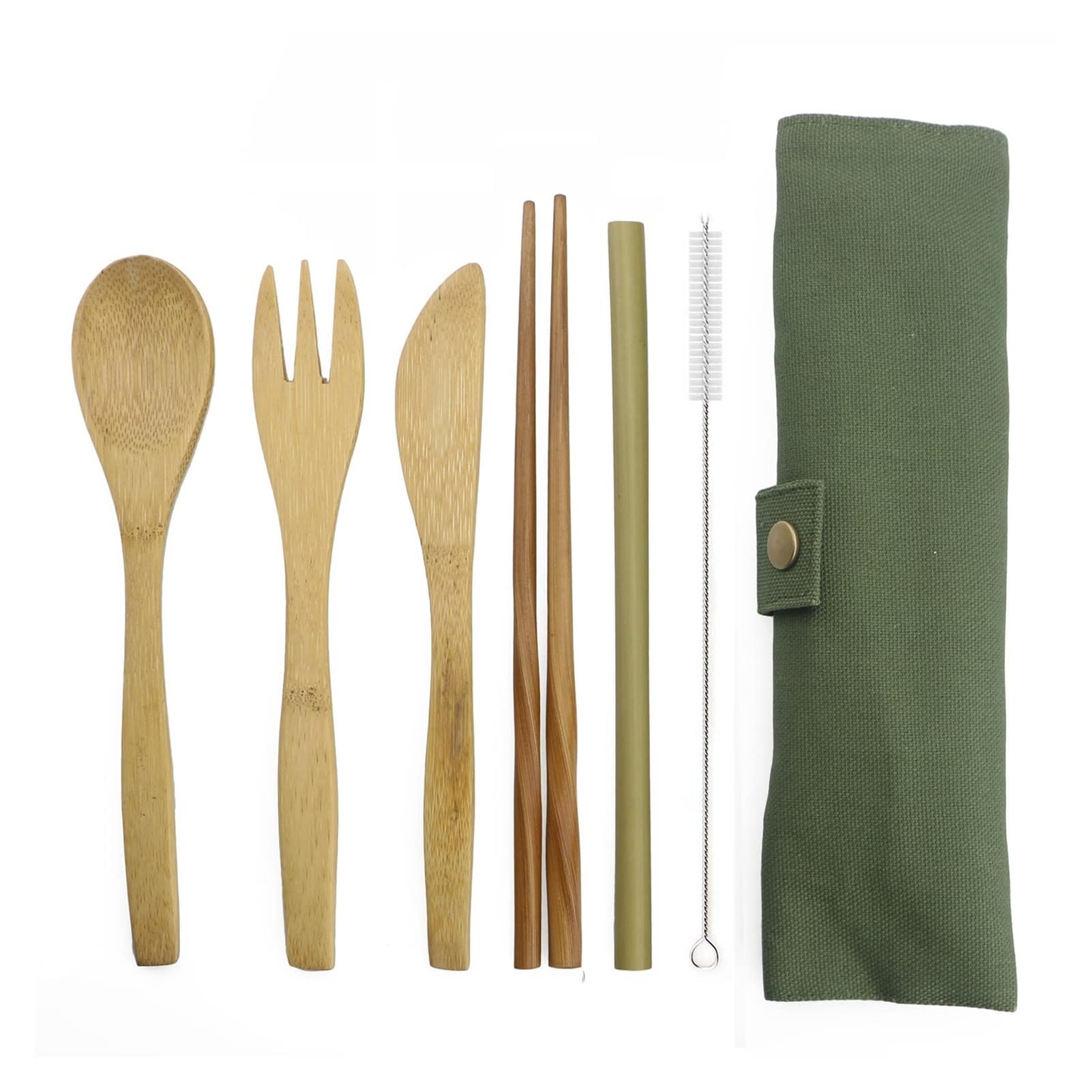 Ensemble de Couverts en Bois de Luxe Portable 6 pièces pour fête, Couverts en Bambou, Paille avec Sac en Tissu, Vaisselle de Cuisine, dîner Exceptionnel