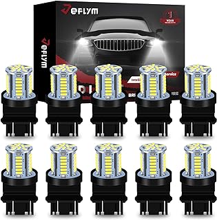 3157 Led Brake Light Bulb Non Polarity 12V DC 4157 T25 3156 3056 Led Turn Signal Bulb,3057 LED Replacement Light Bulb for Brake Tail Daytime Running Parking Backup Light 10PCS White