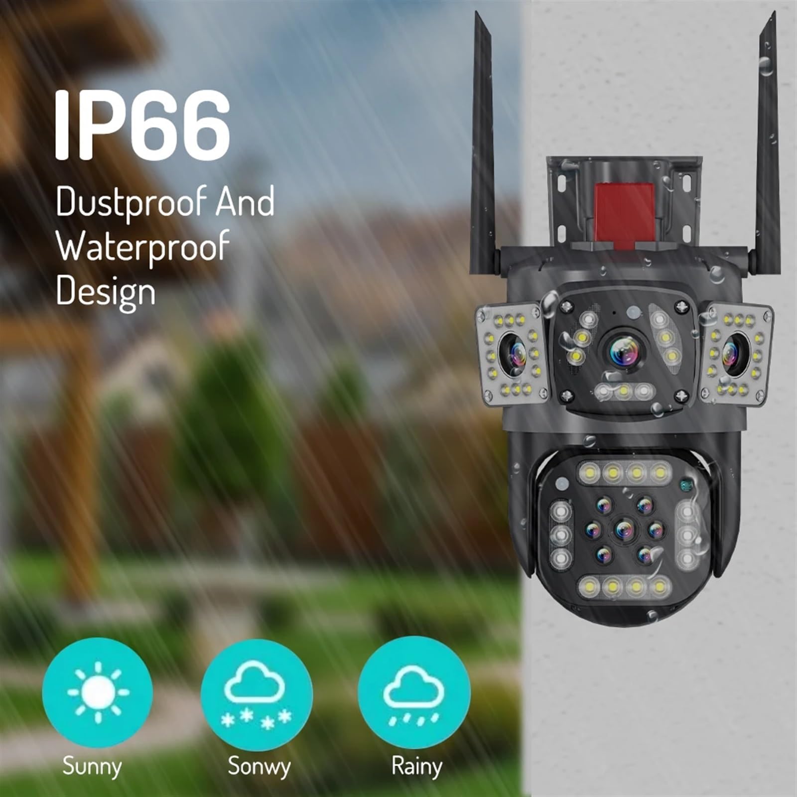 Kamera Dzwonkowa, Trzyekranowe kamery zewnętrzne 6K 12MP Kamera IP Ochrona bezpieczeństwa Wykrywanie ruchu 4K CCTV Survalance(6K 12MP No Card)
