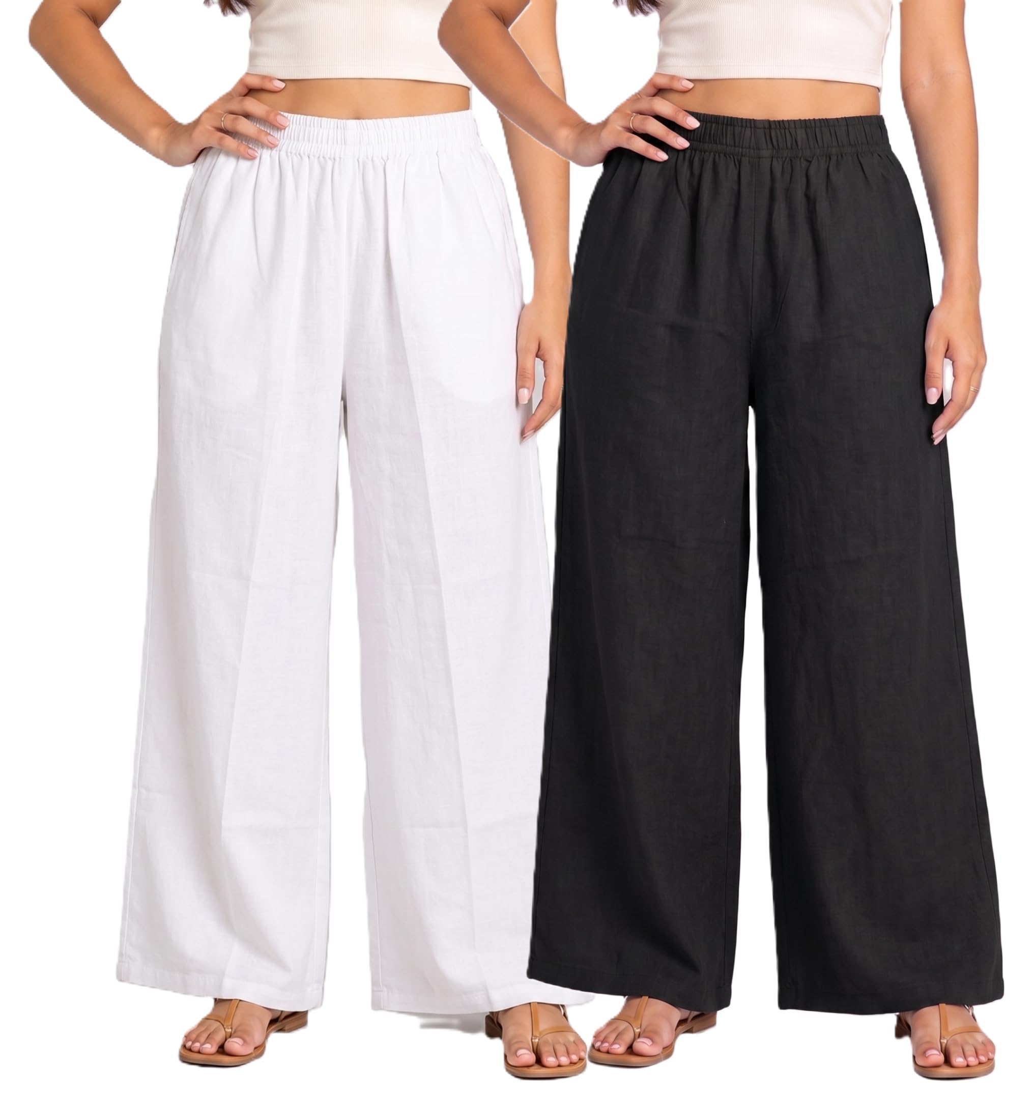 rizzq Women Plazzo | Rayon Wide Leg for Women | Elastic Waist Flared Palazo Trousers | Comfortable Casual & Ethnic Wear Palazzo Pants-picture-14