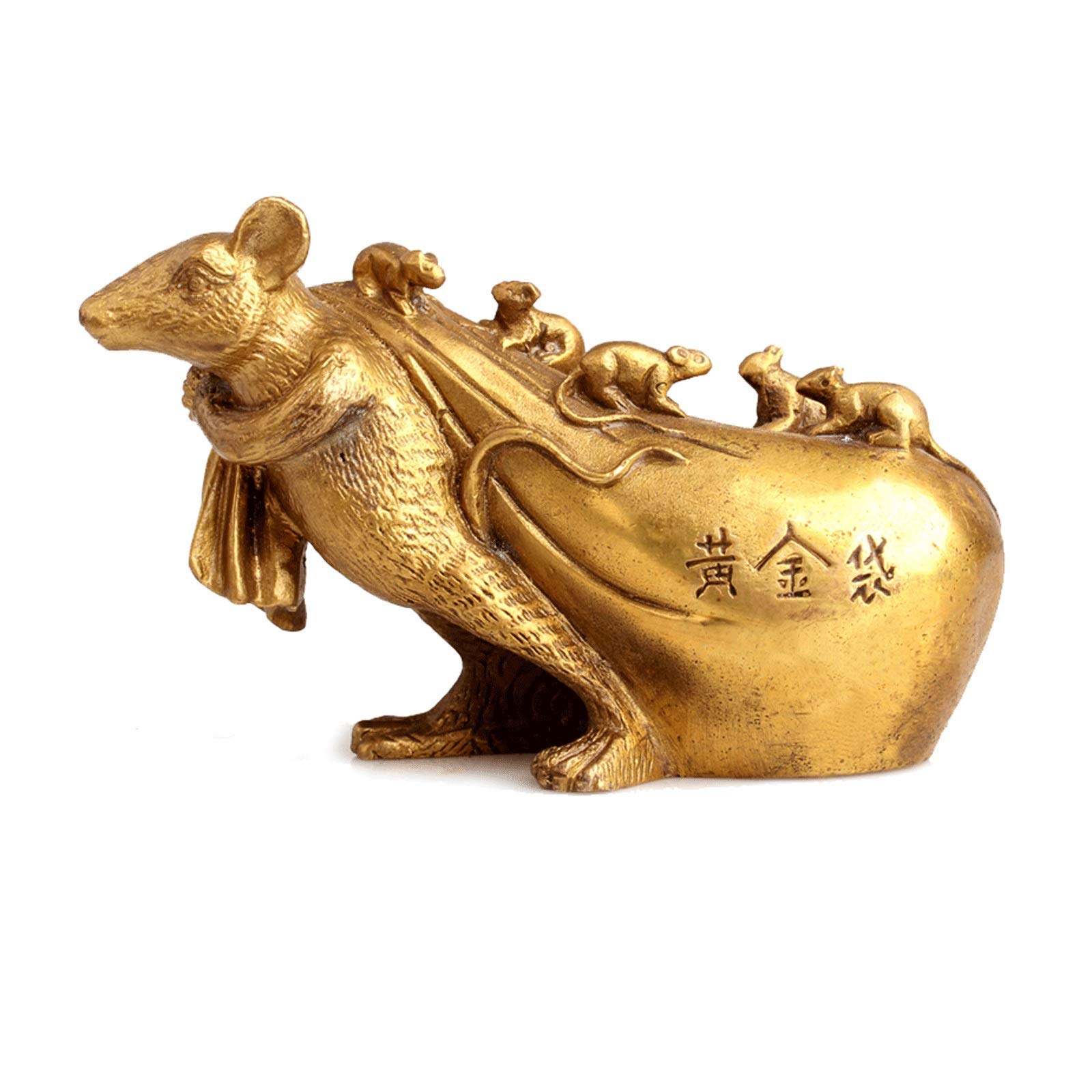 YNIYUJKL Feng Shui Chinese Zodiac Rat Golden Copper Collectible Figurines Table Decor Statue Home Decoration/Figurine Gift Creative Figurine Sculptures