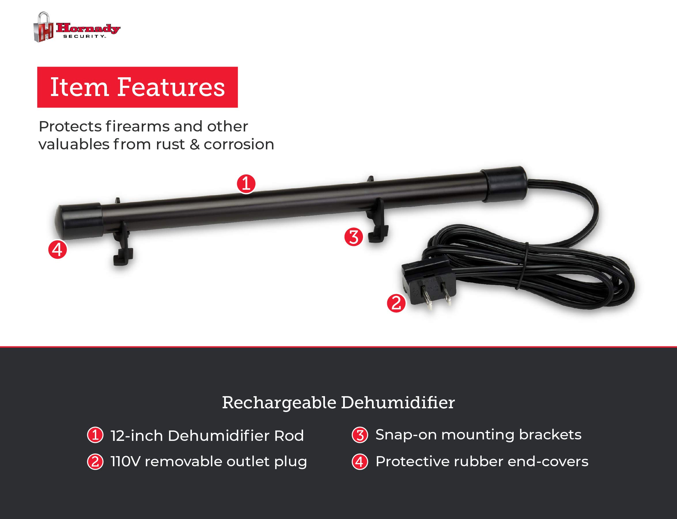 Hornady Gun Safe Dehumidifier Rod 12 Inch, Black, 95903 Maintenance