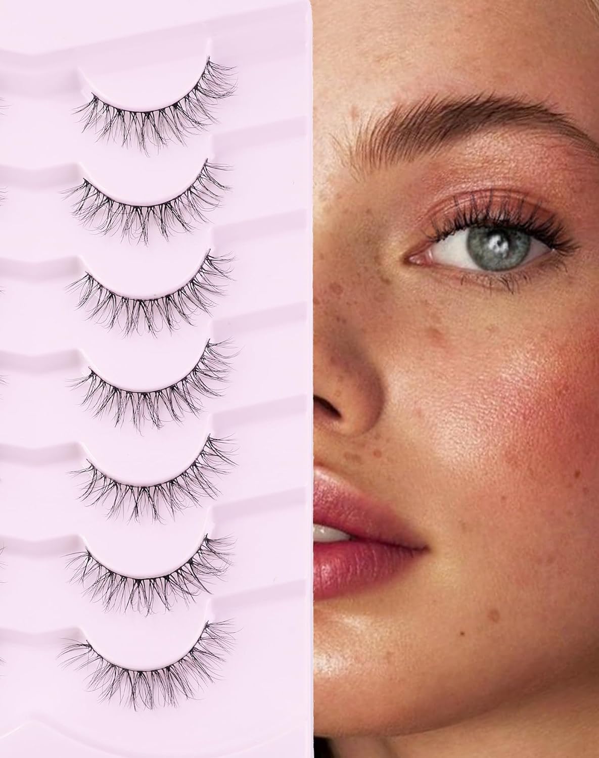 Onlyall Natürliche Wimpern Wispy Lashes Natürlicher Look ausgestellte Falsche Weiche flauschige Wimpern 7 Paare D3