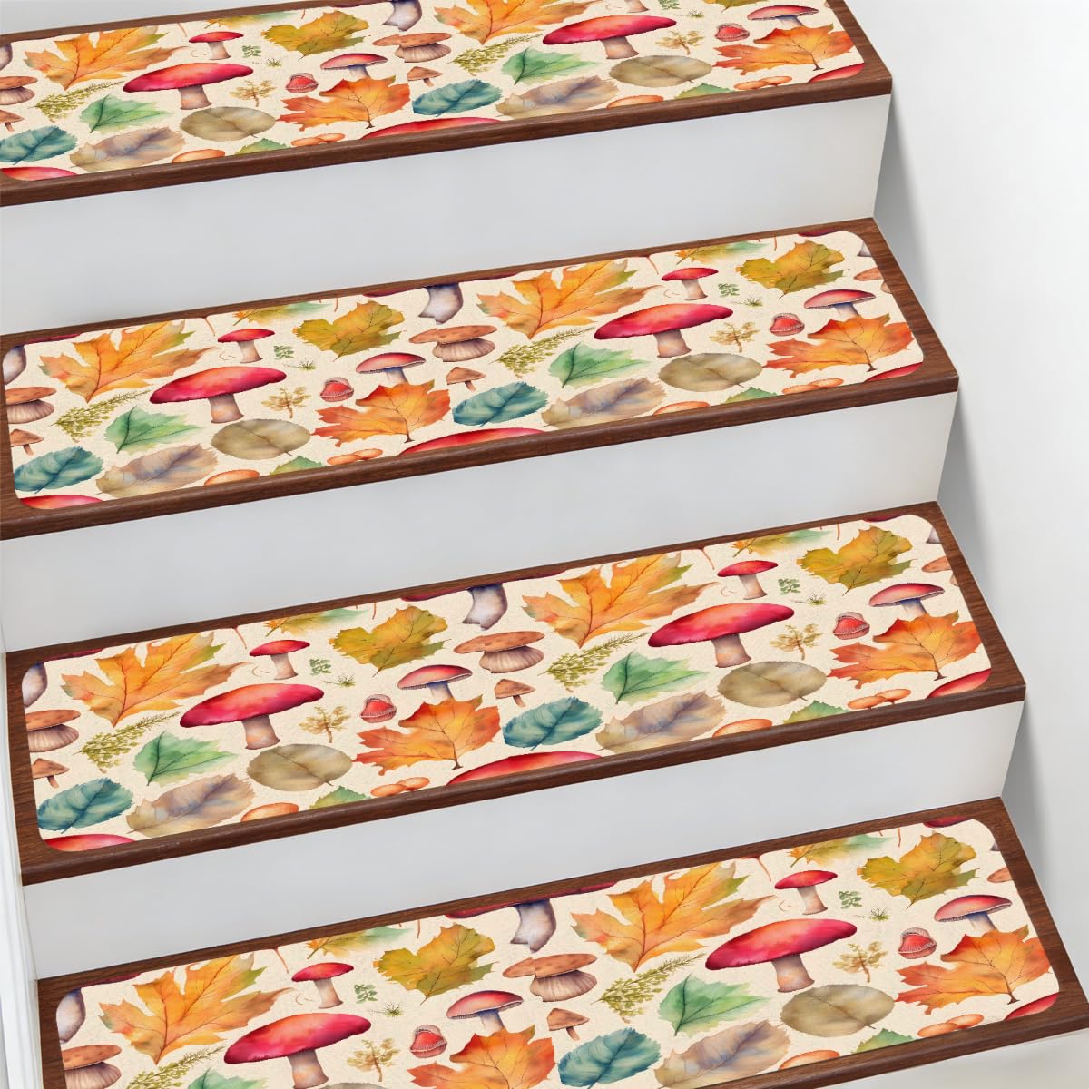 Alfombra para peldaños ideal para proteger y decorar escalones de madera con estilo otoñal