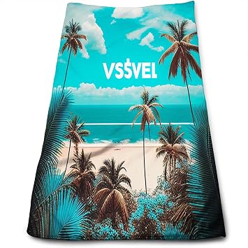 Tropical Tree Beach by The Sea Bathroom Towels,Absorbent Soft Fingertip Towels for Home Shower Swim Pool Beach Spa Gym Yoga Travel,27.5x15.7inch