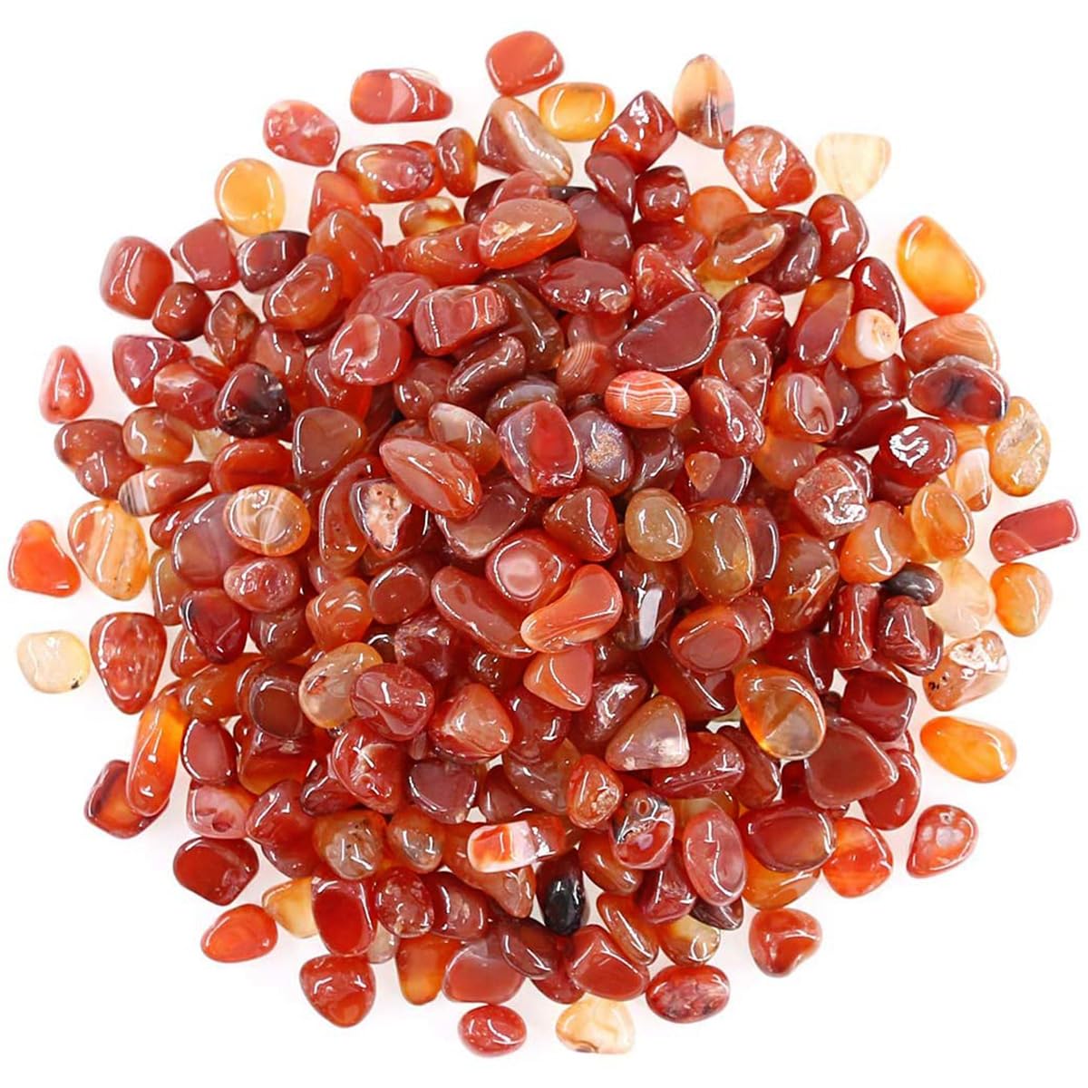WAYBER Decorative Polished Tumbled Agate Gemstone Crystal Pebbles, 1 Lb Red