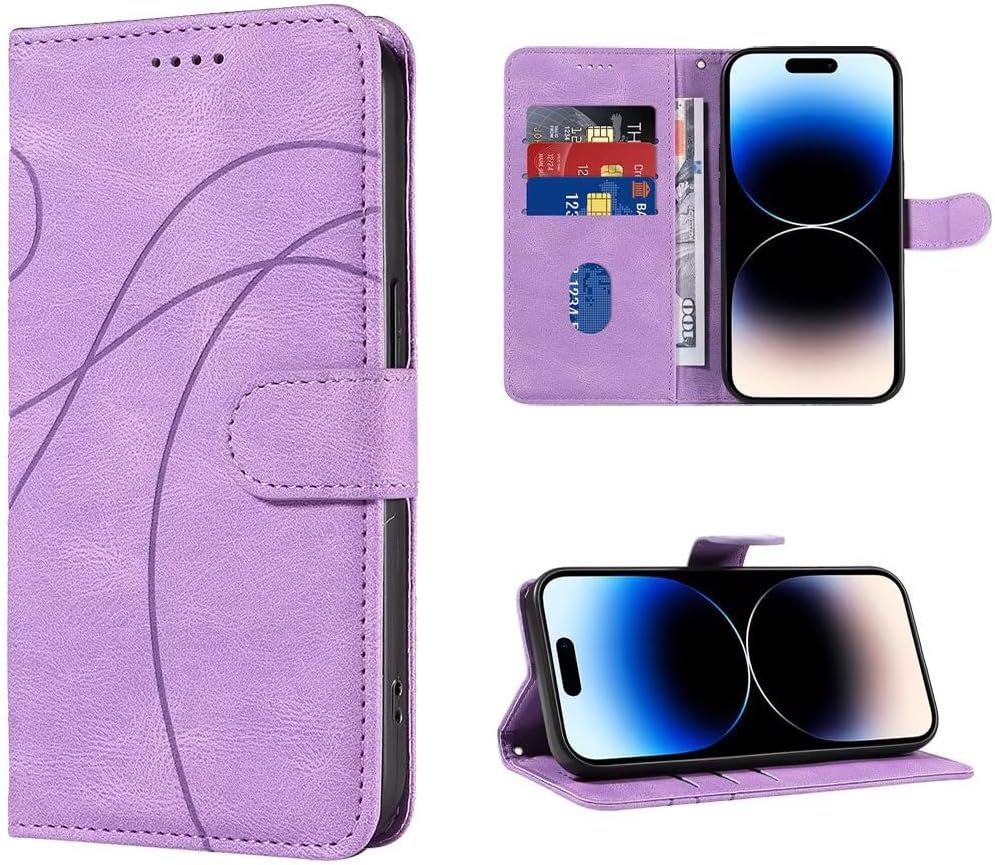Samsung s25 Edge – SEAHAI Étui en cuir pour Samsung Galaxy S25 Edge, étui portefeuille à rabat avec support/blocage RFID/emplacements pour cartes, coque de protection complète antichoc en PU/TPU de qualité supérieure – Violet