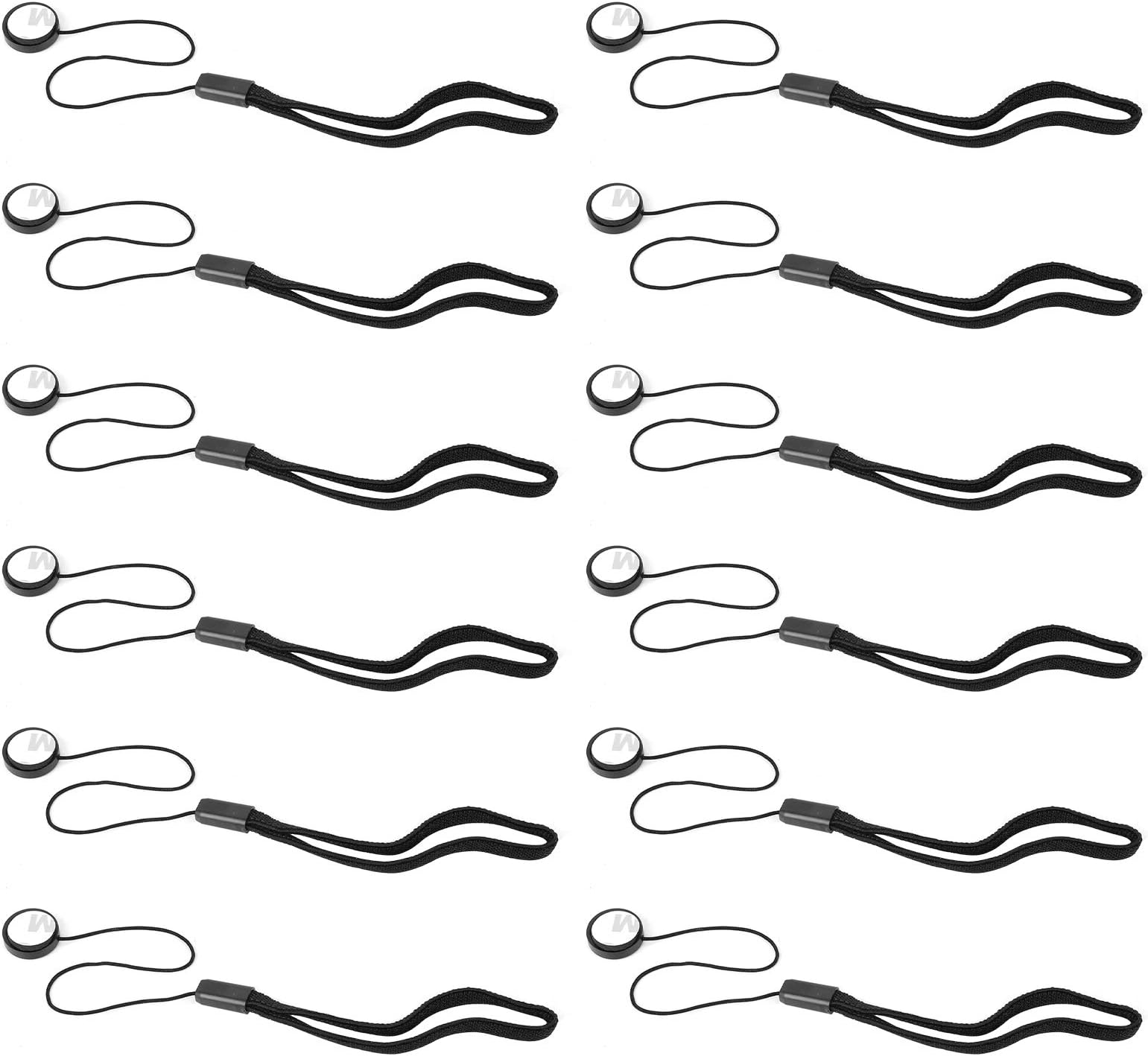 Jubaopen 12PCS Lens Cap Holder Camera Lens Cap Keeper Front Lens Cap Cover Leash Lens Universal Prevent Lens Cap Lost Plastic Cap Anti-lost Rope for Various Types of Cameras(25cm, Black)